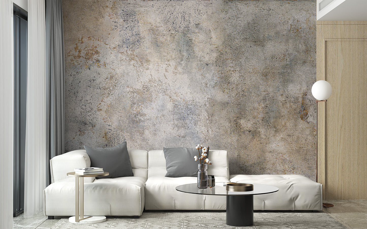 Rustic Gray Cement Texture Wall Mural