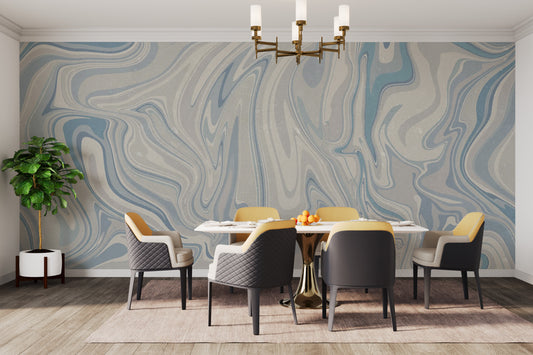 Elegant Klint Misty Blue Wallpaper Mural design