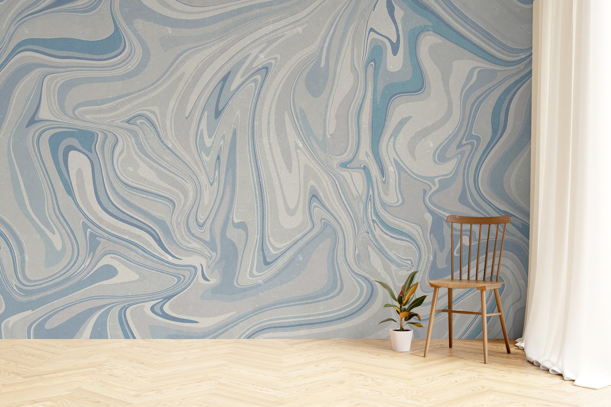 Klint Misty Blue Wallpaper for serene spaces