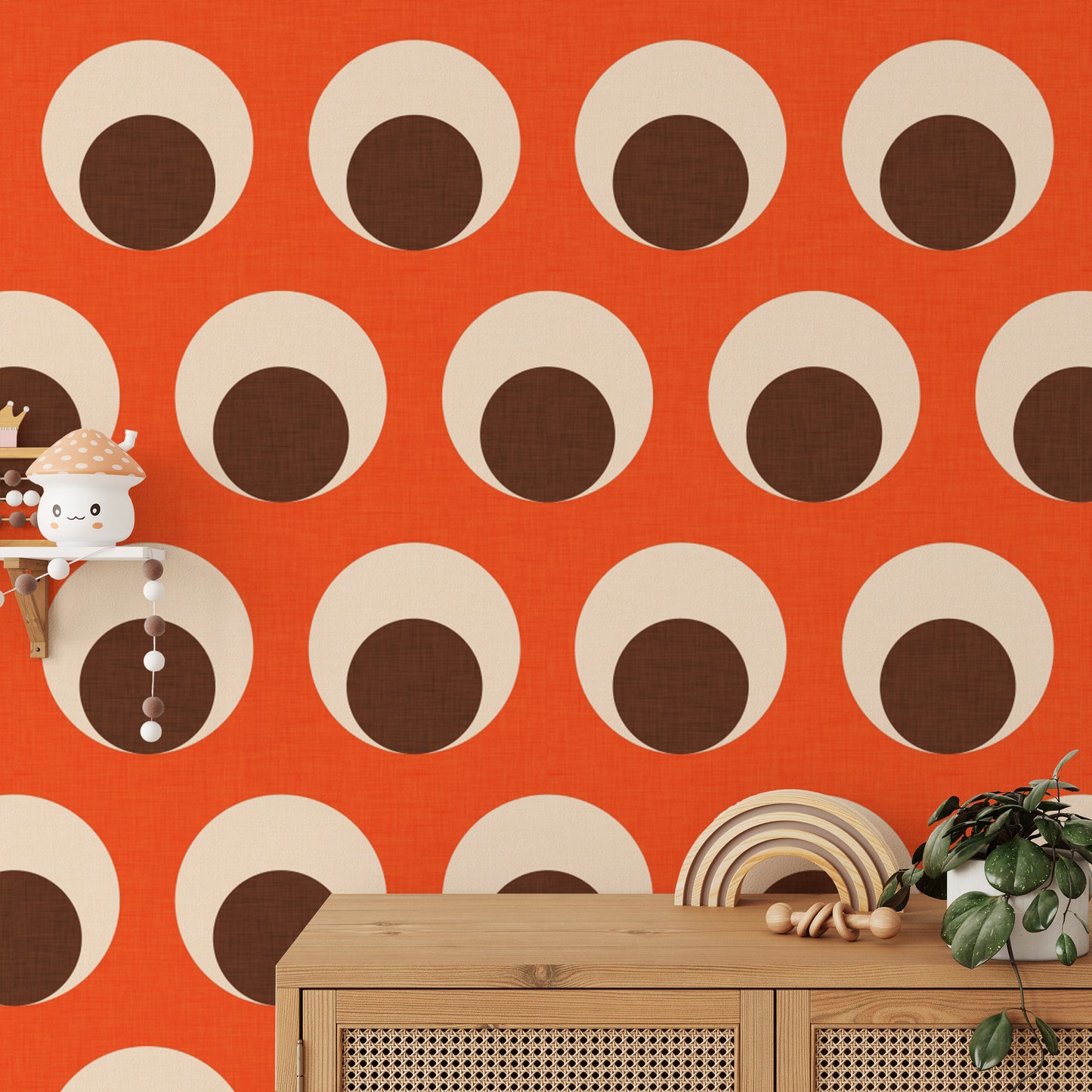 Mid-century modern orange mural design
