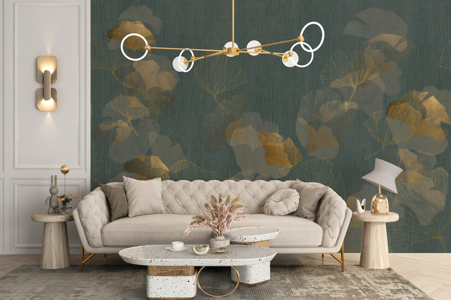 Delicate gold leaves design adds elegance to any space
