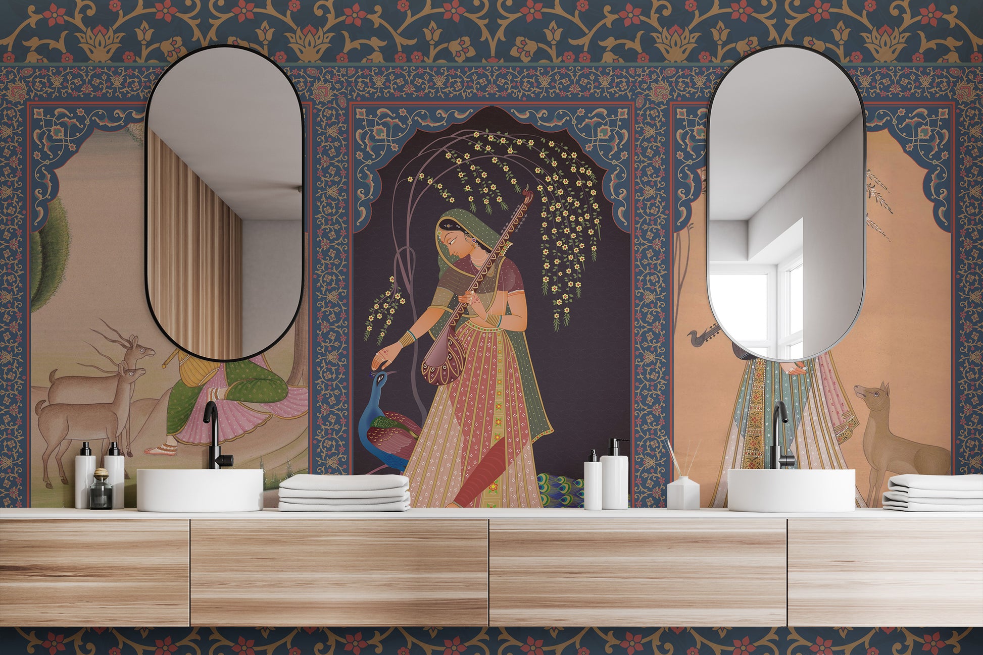 Indian princess mural wallpaper for sophisticated spaces