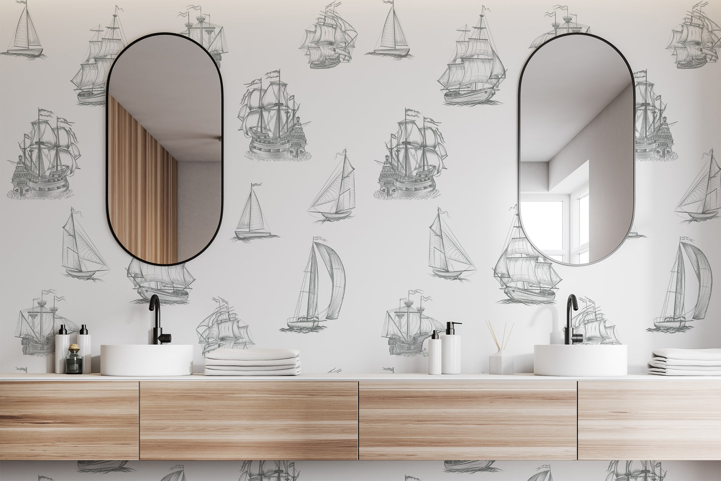 Old World Sailing wall decor wallpaper