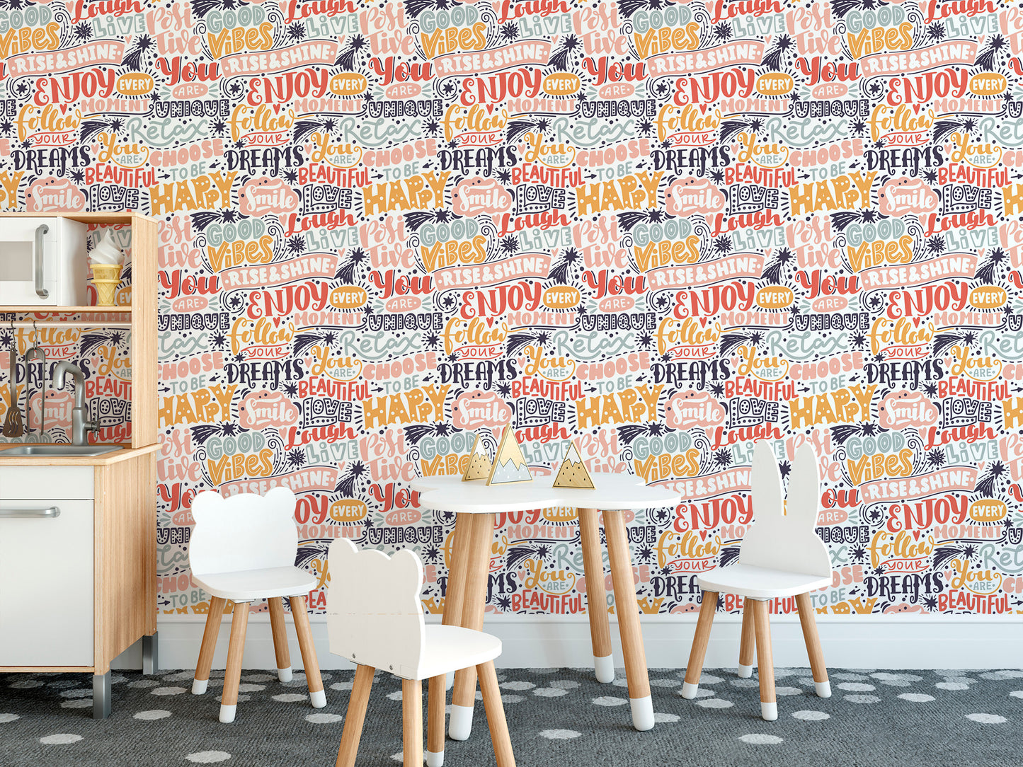 Energetic quote-themed wallpaper mural decor
