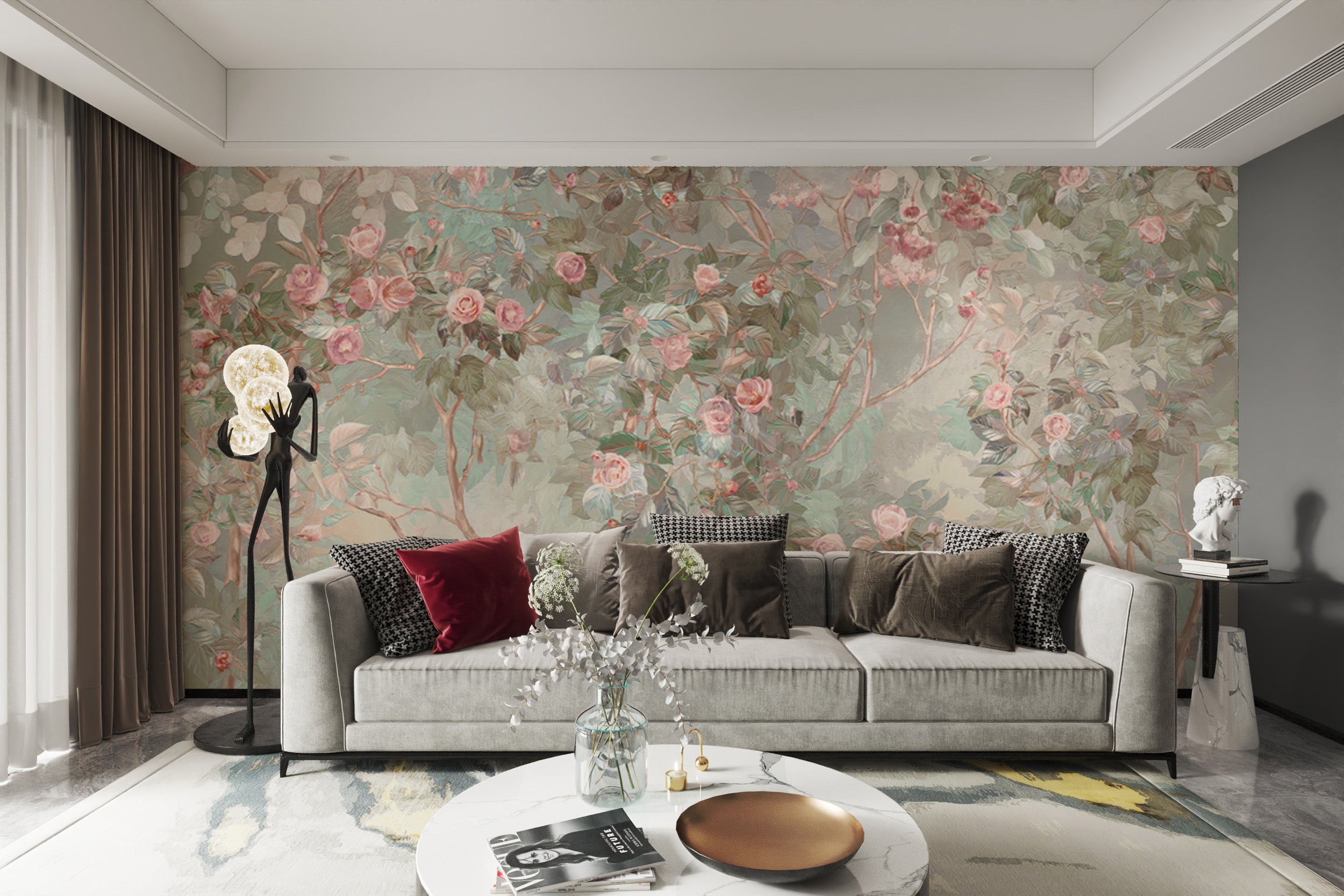 Arboreal Floral Wallpaper Design
