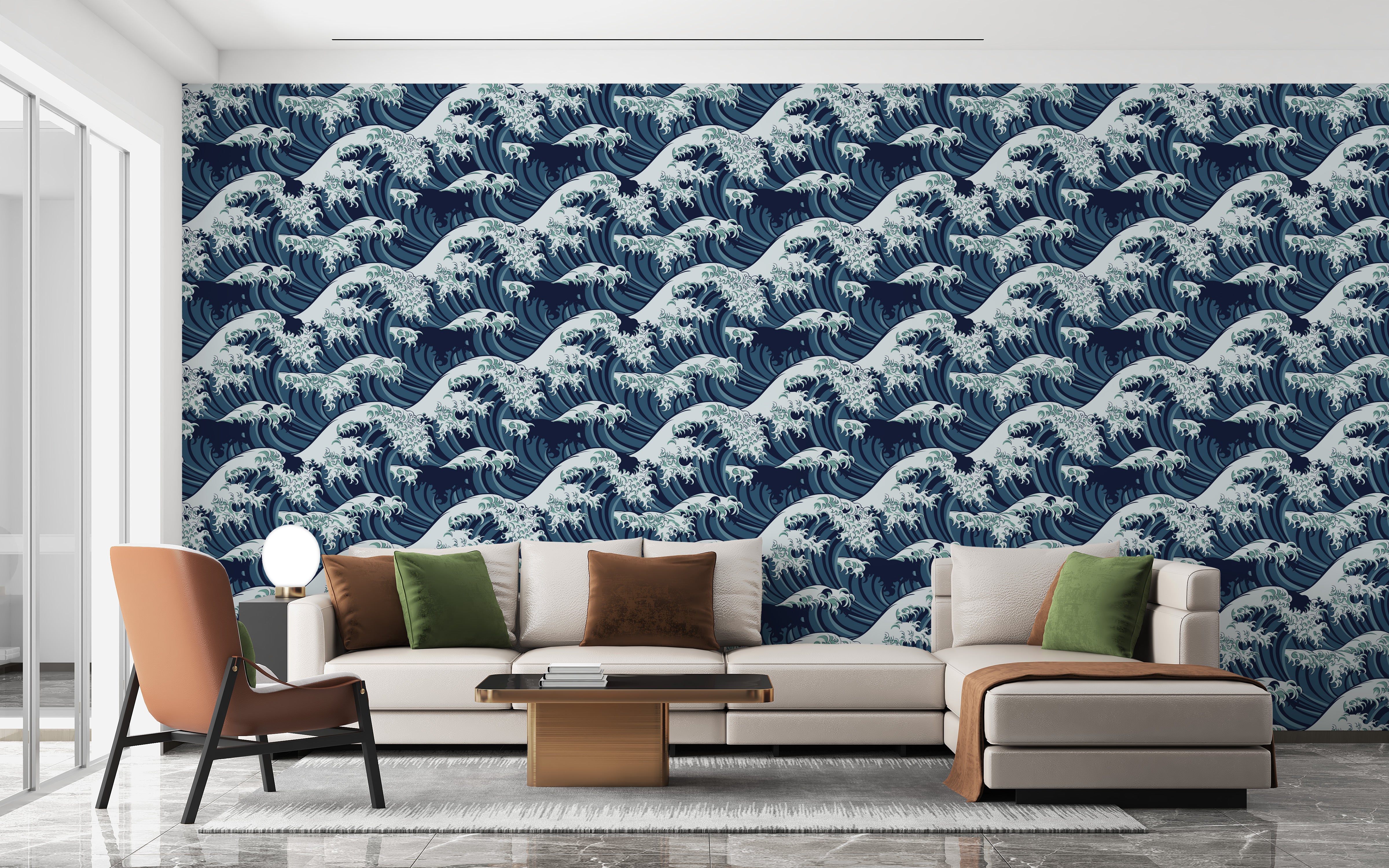 Elegant wave pattern wallpaper design