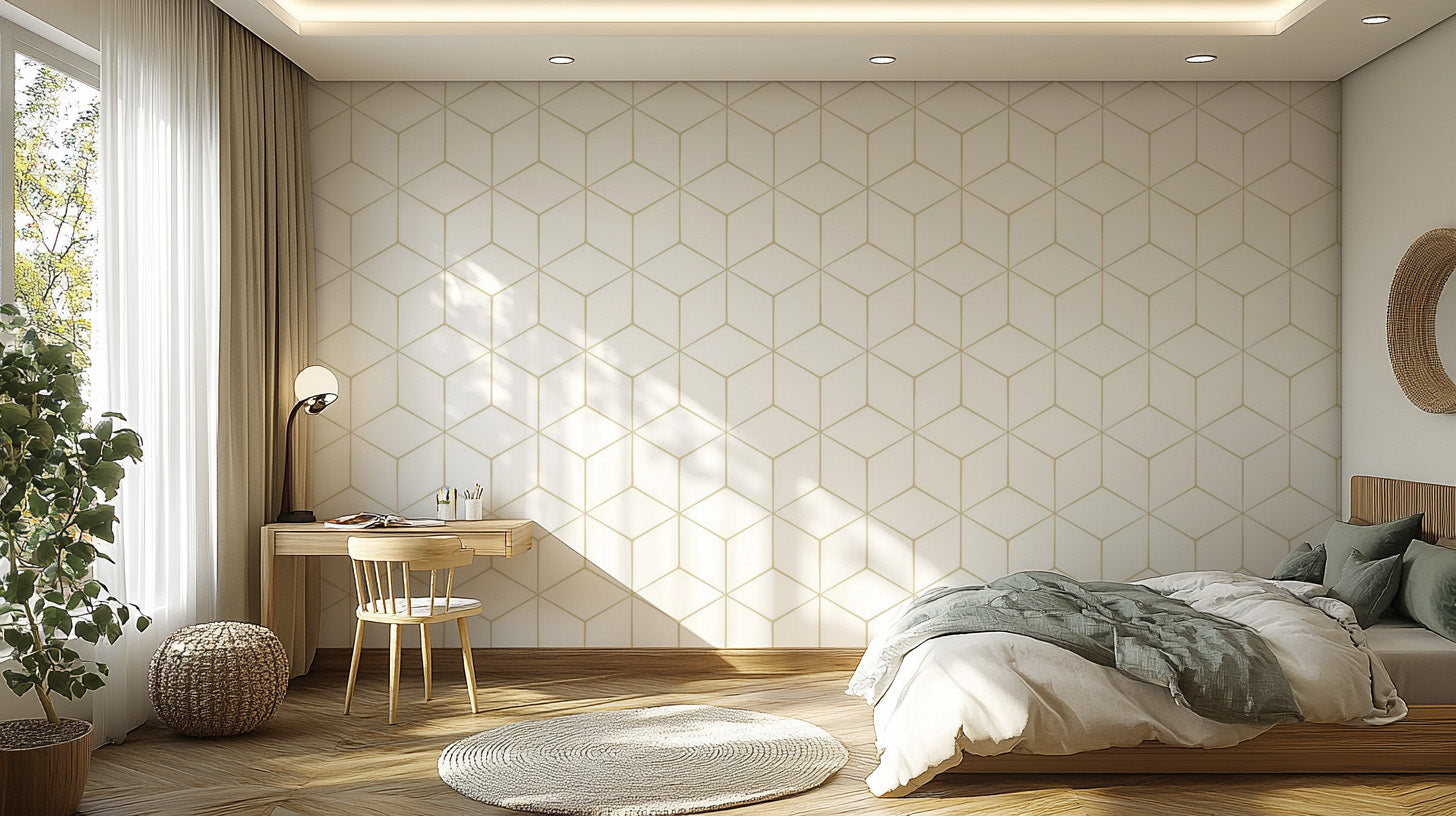 Self-Adhesive Hexagonal Geometric Wallpaper Mural