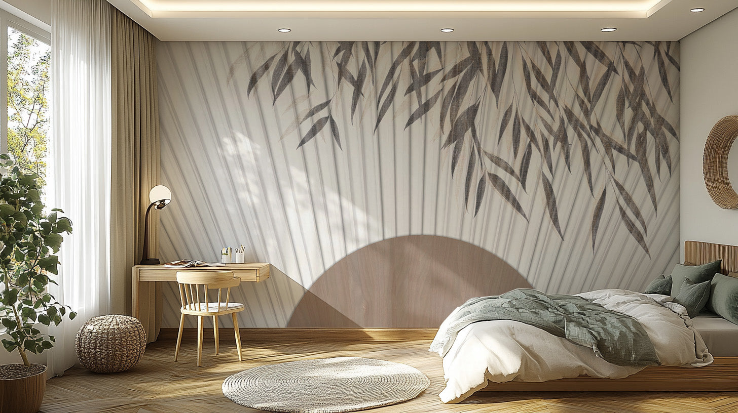 Striped illustration mural for a contemporary design statement.
