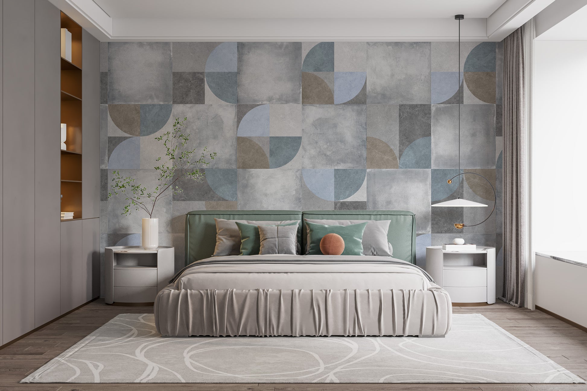 Modern geometric cement texture wallpaper