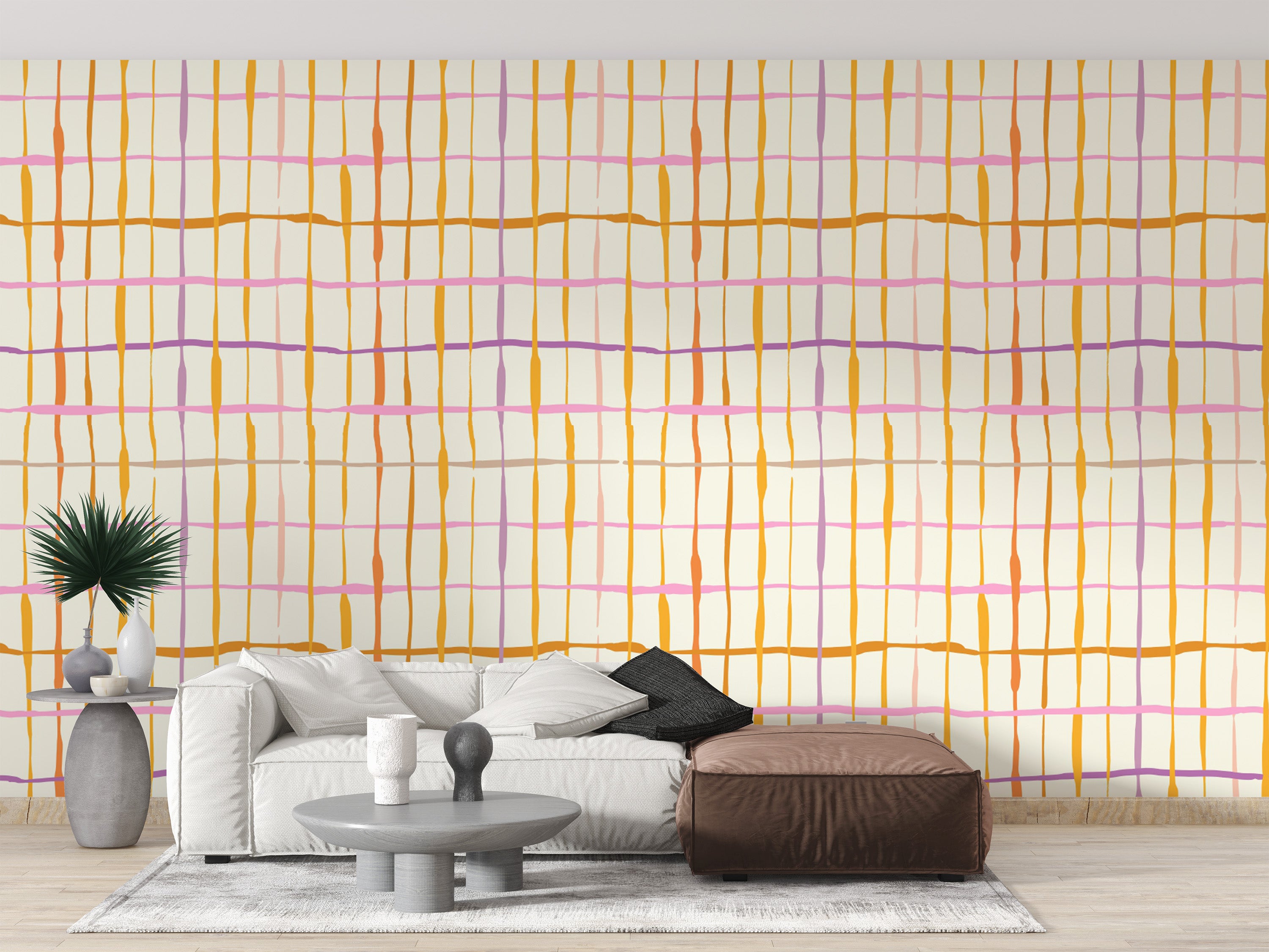 Dynamic retro line patterns add energy to any space
