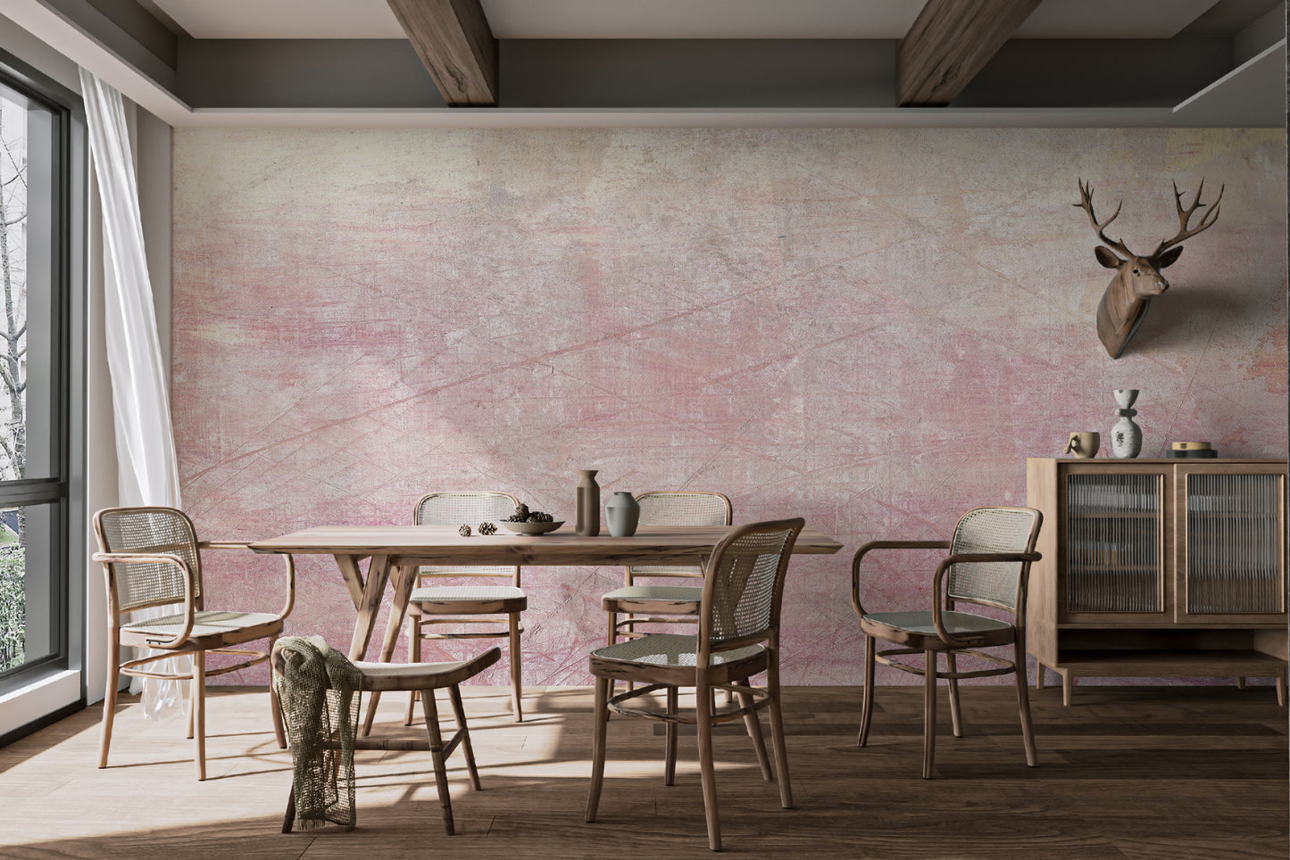 Blush Serenity Textured Wallpaper