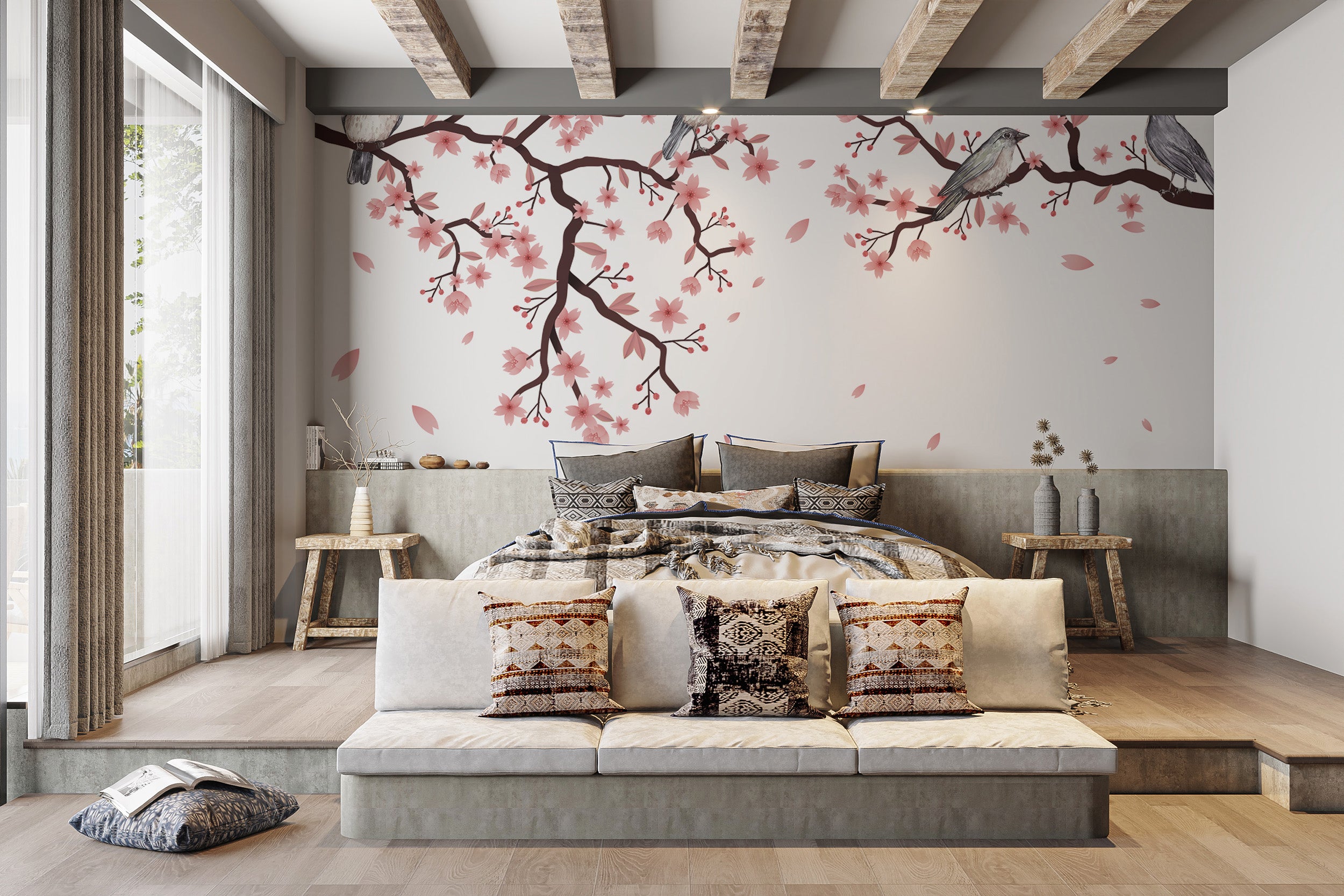 Dawn Chorus Cherry Blossom Mural stylish decor