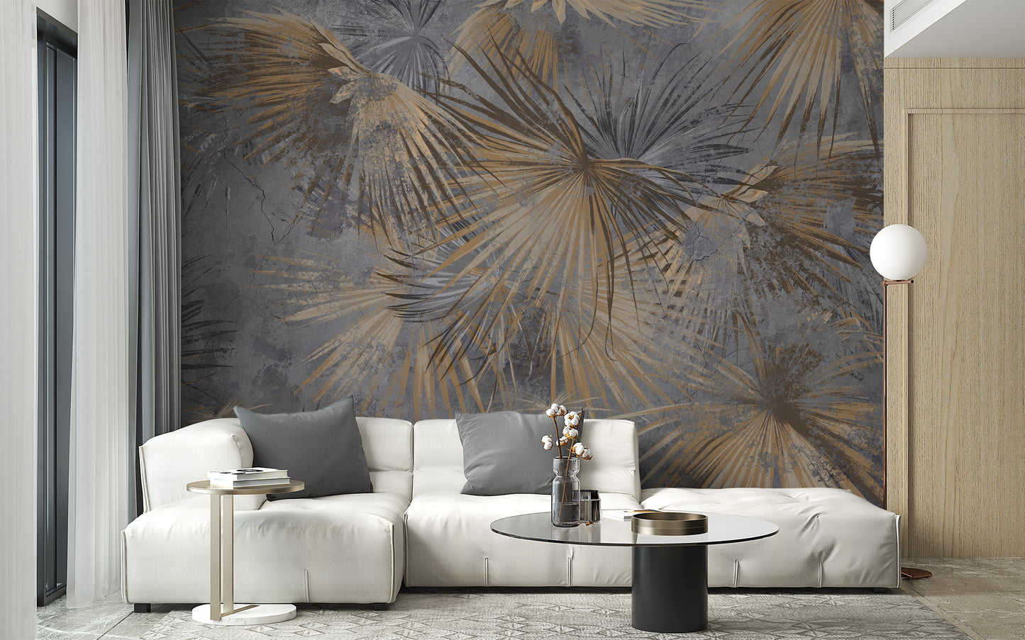 Golden Frond Elegance Wall Mural