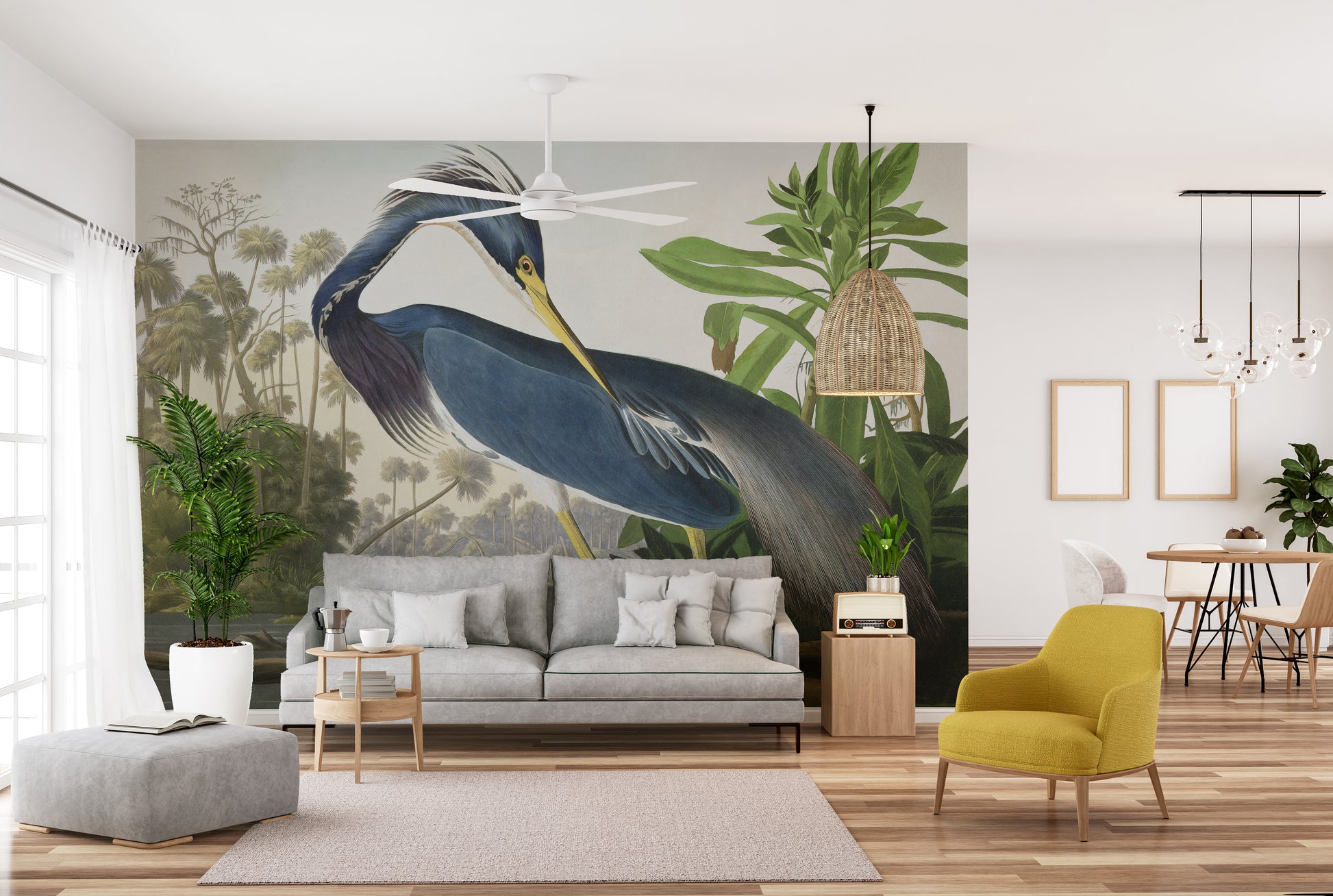 Elegant Blue Heron Wall Mural
