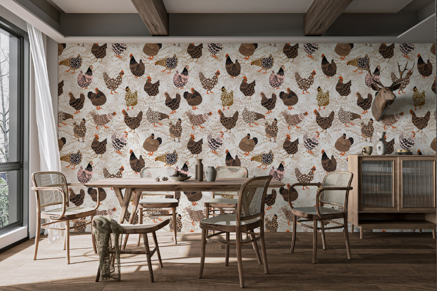 Modern fancy fowl wallpaper for kitchens