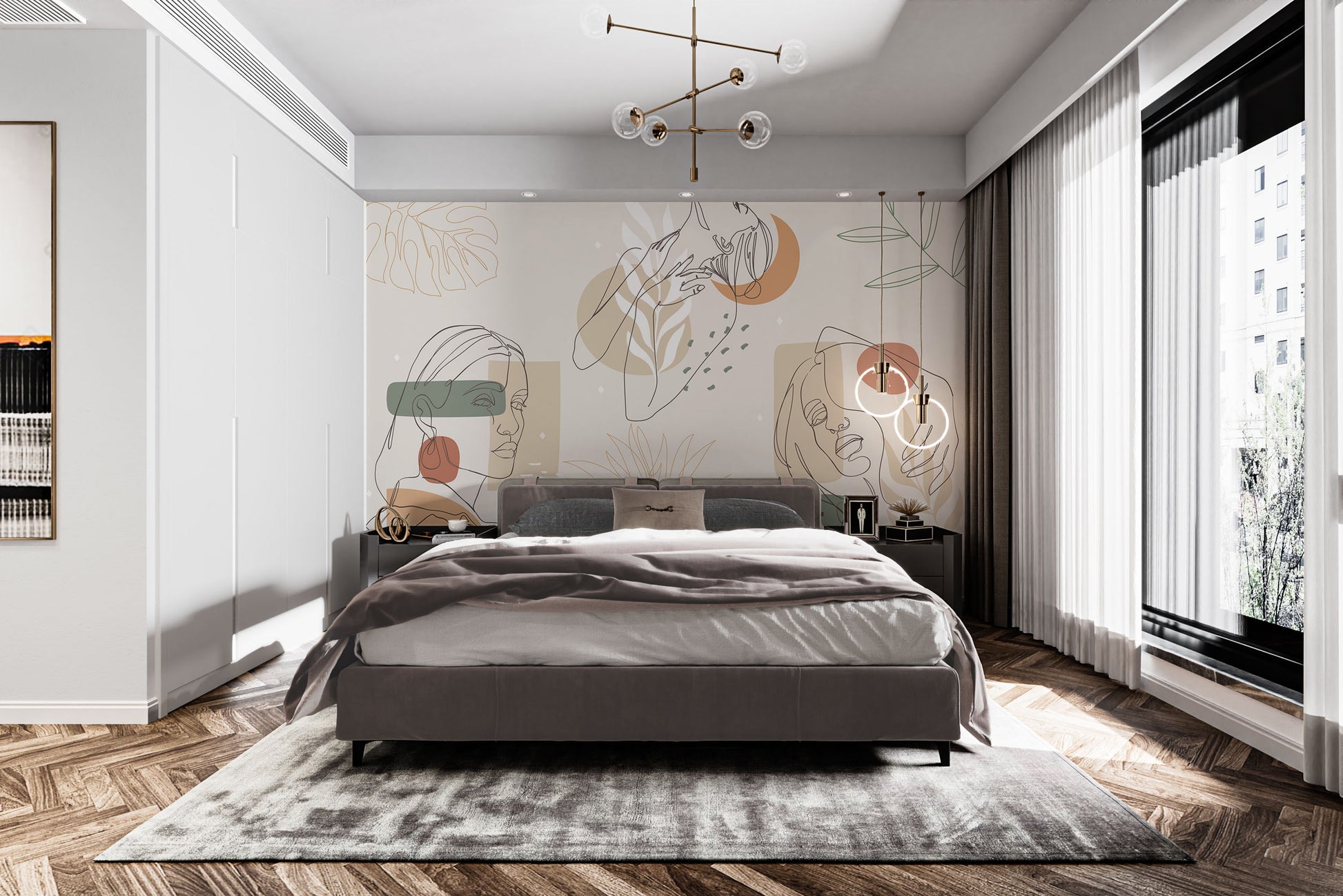 Modern Contour Elegance Artwork Series Mural design