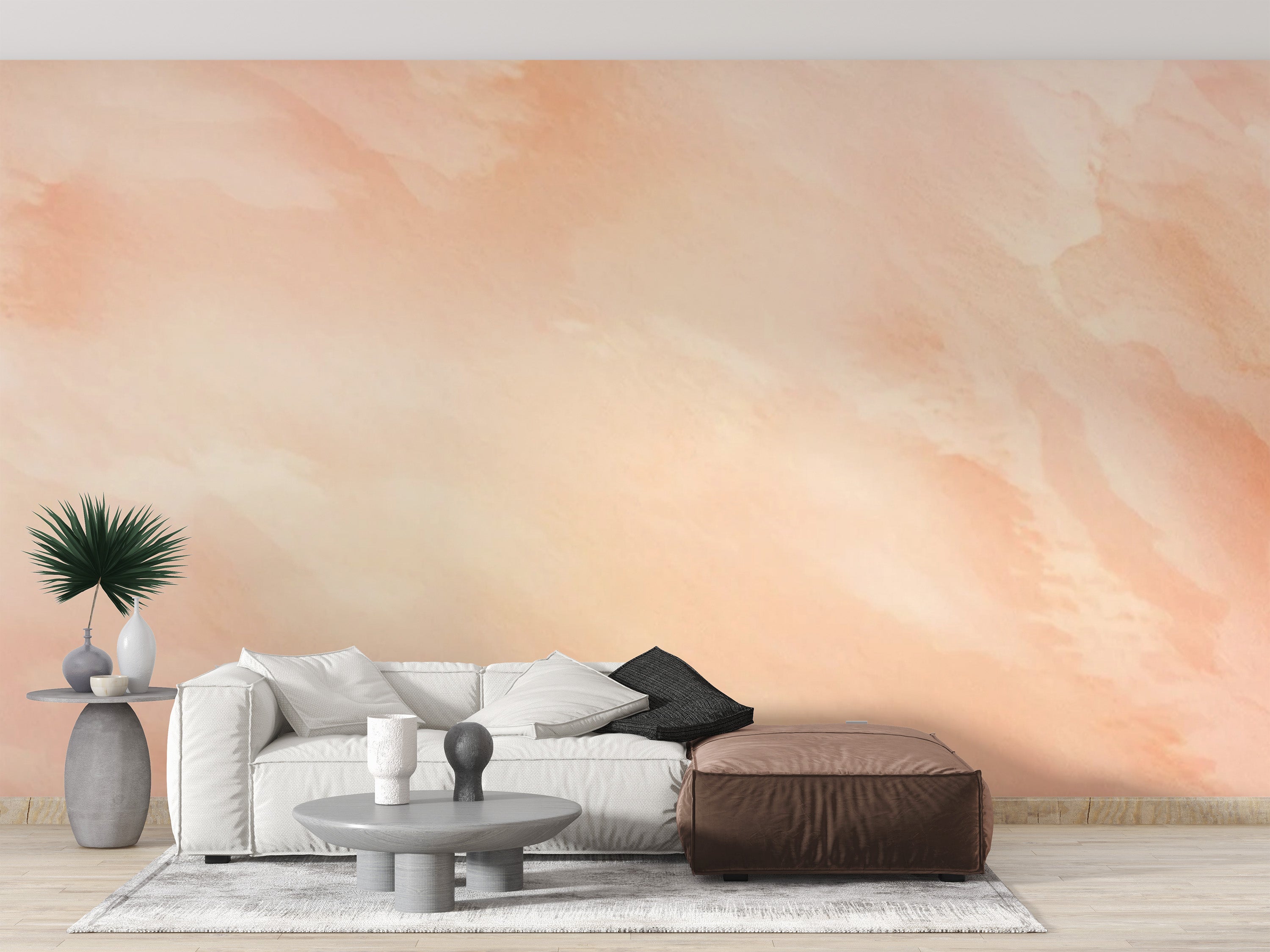 Stylish wallpaper featuring peach melody Pantone watercolor art
