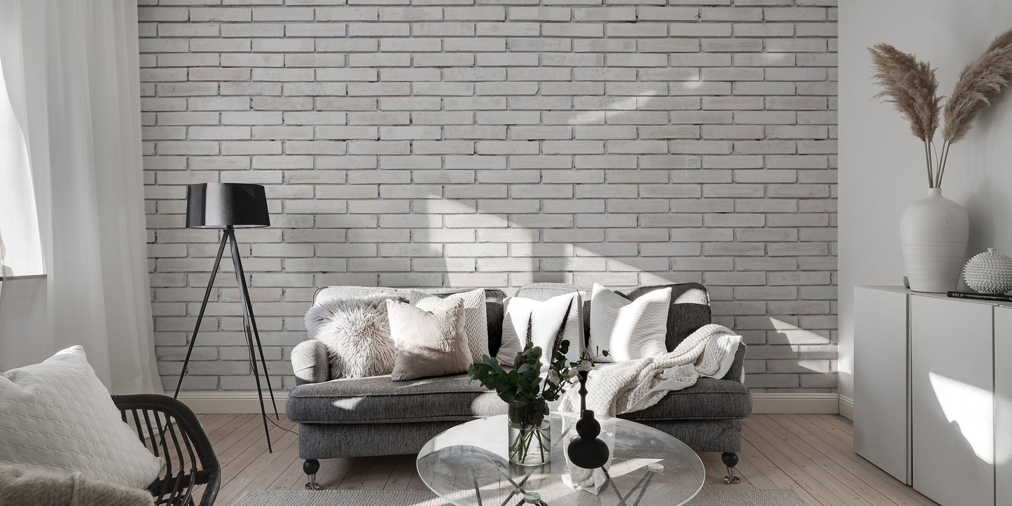 White Concrete Industrial Brick Wallpaper