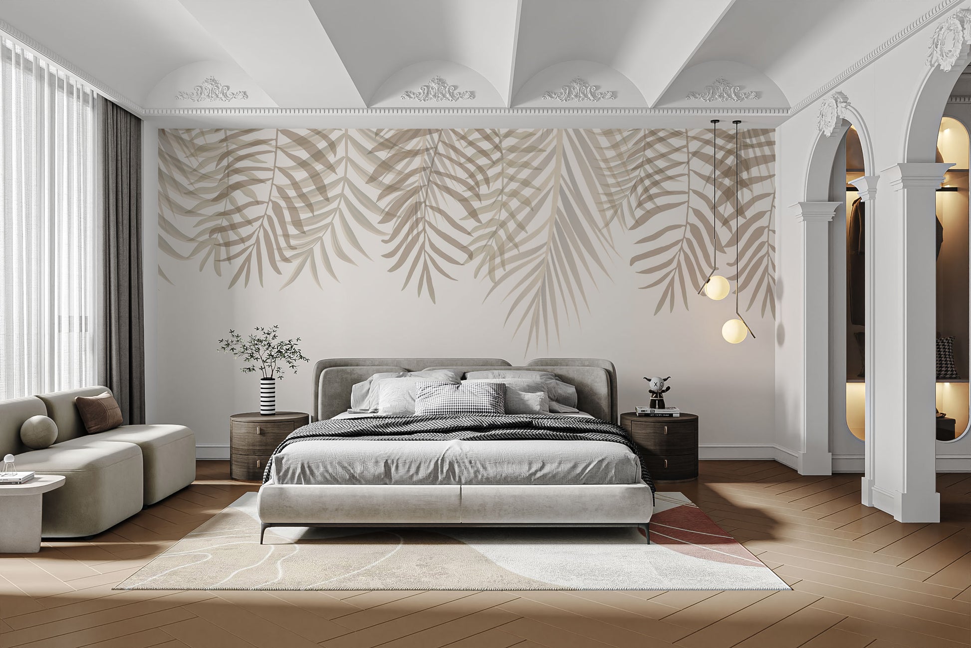 Serenity Palm Fronds Mural for modern interiors