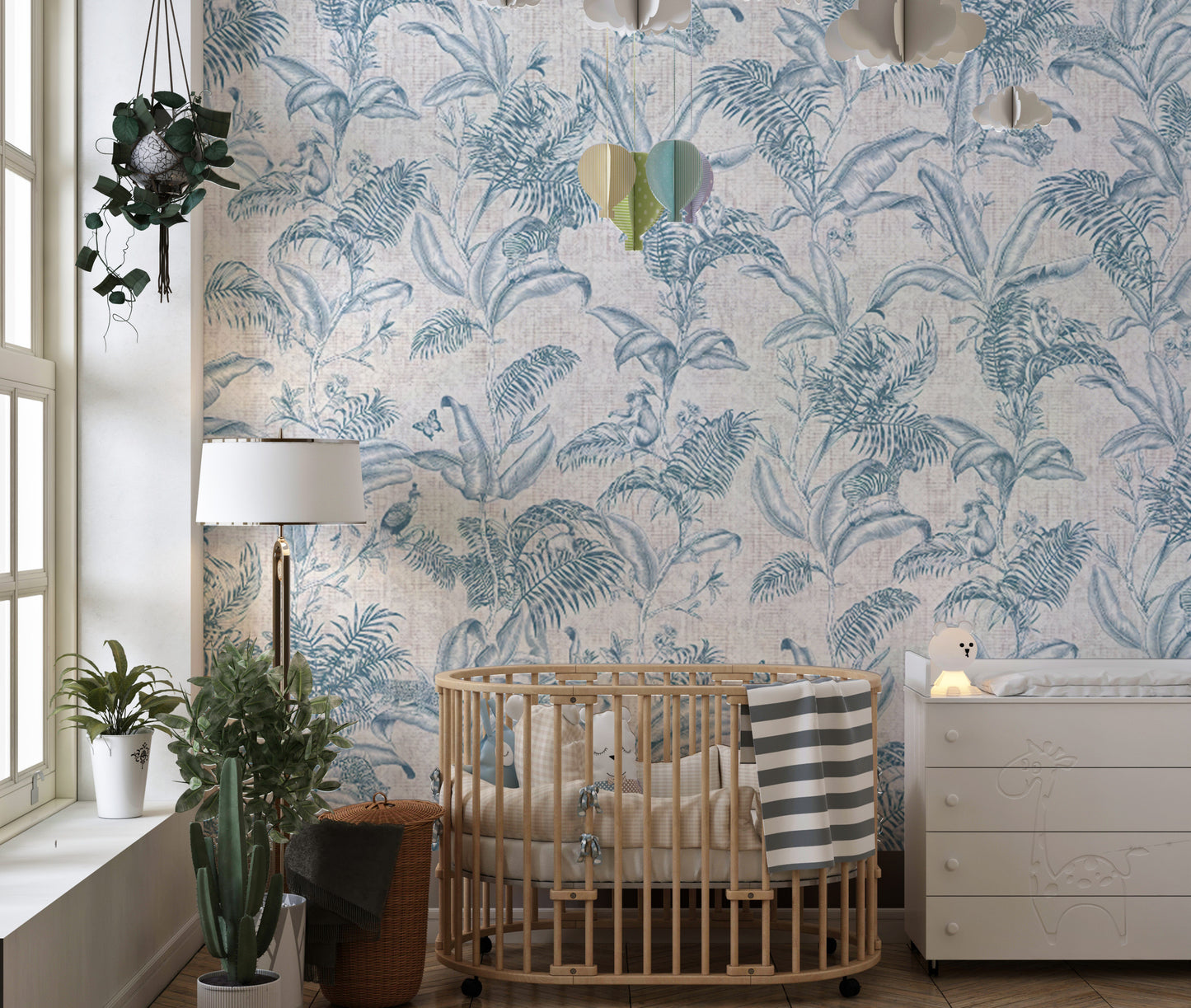 Lush paradise wallpaper mural showcasing vibrant tropical life.
