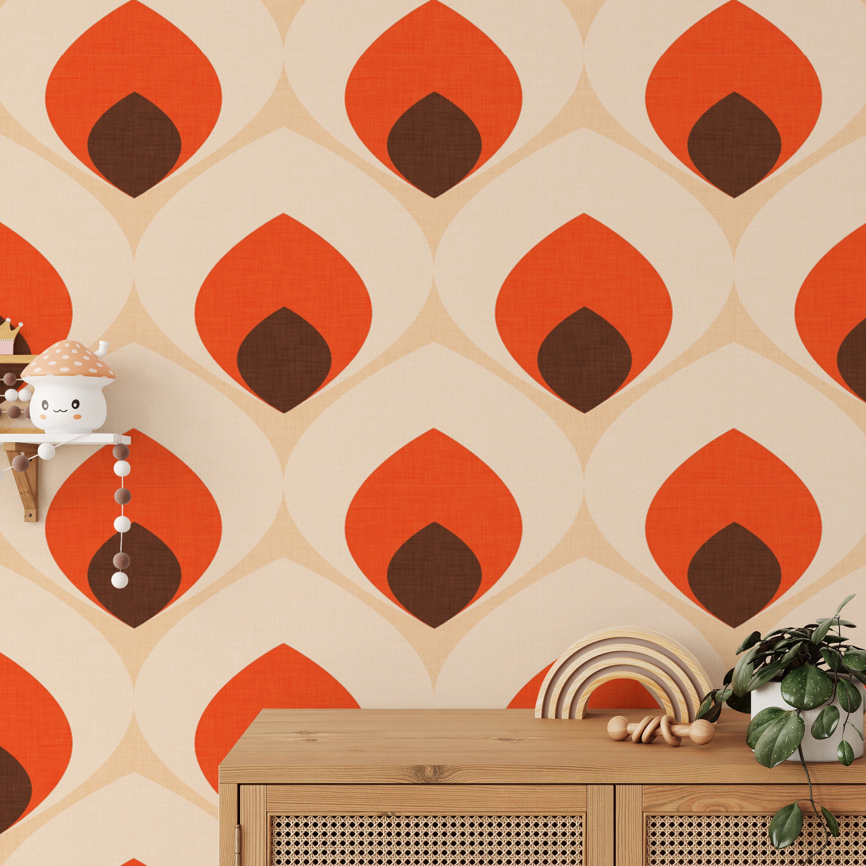 Timeless ogee-style wallpaper for interiors
