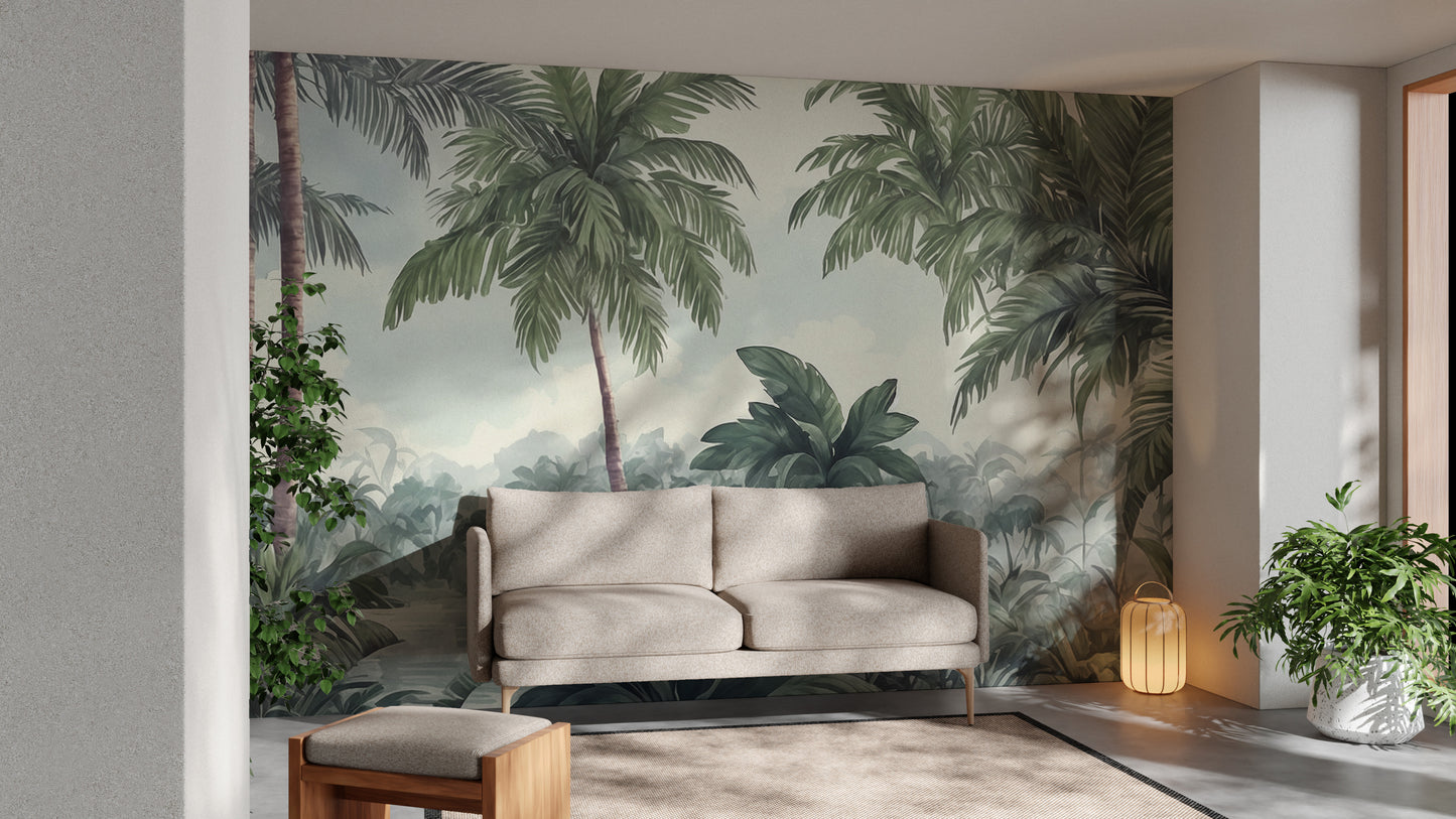 Watercolor Green trees Wallpaper Murals