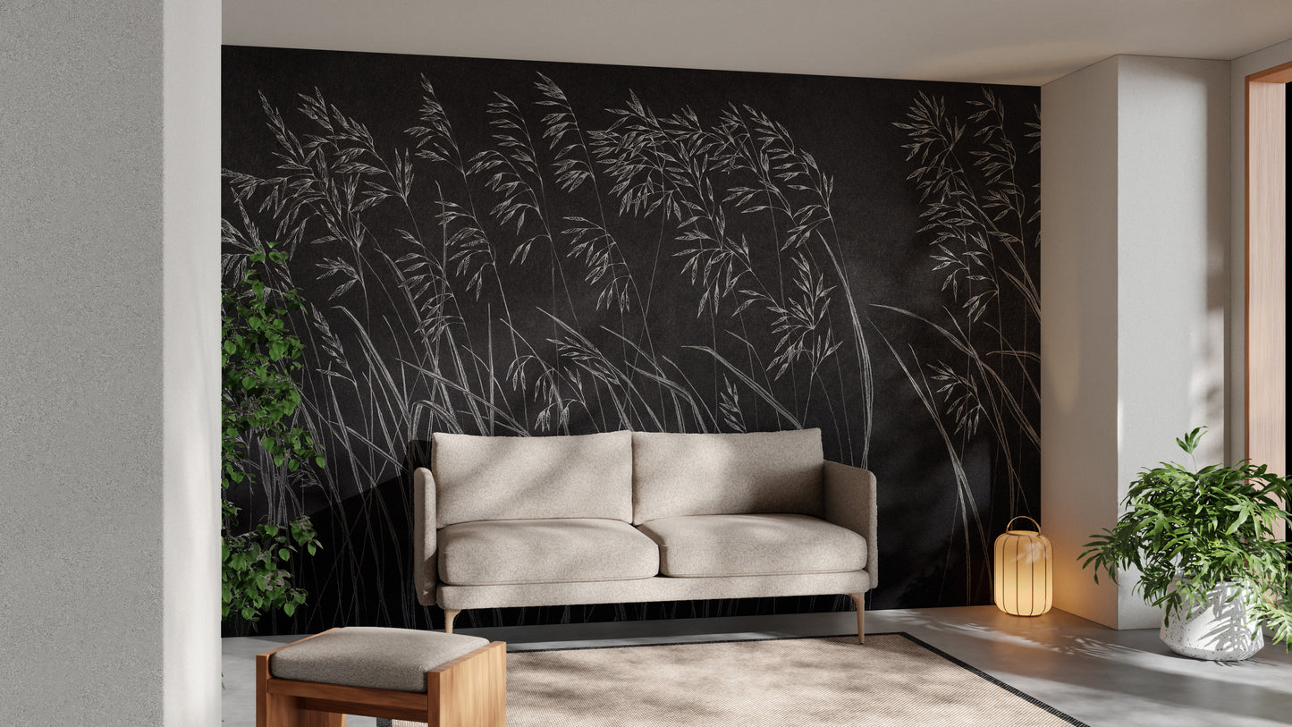 Dark Artistic Reeds Wallpaper Murals