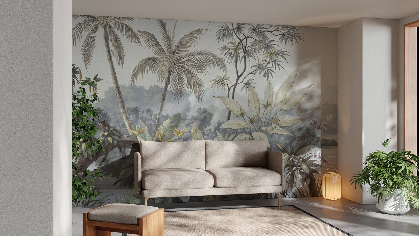 Tropical Trees Wall Mural with Texture
