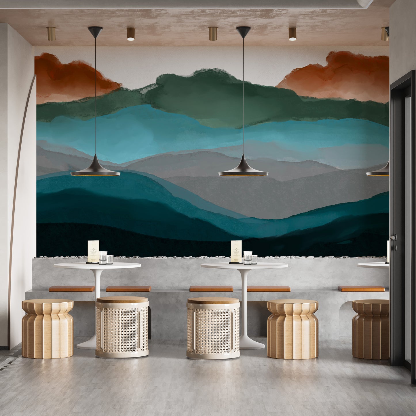 Watercolor Abstract Highland Mural