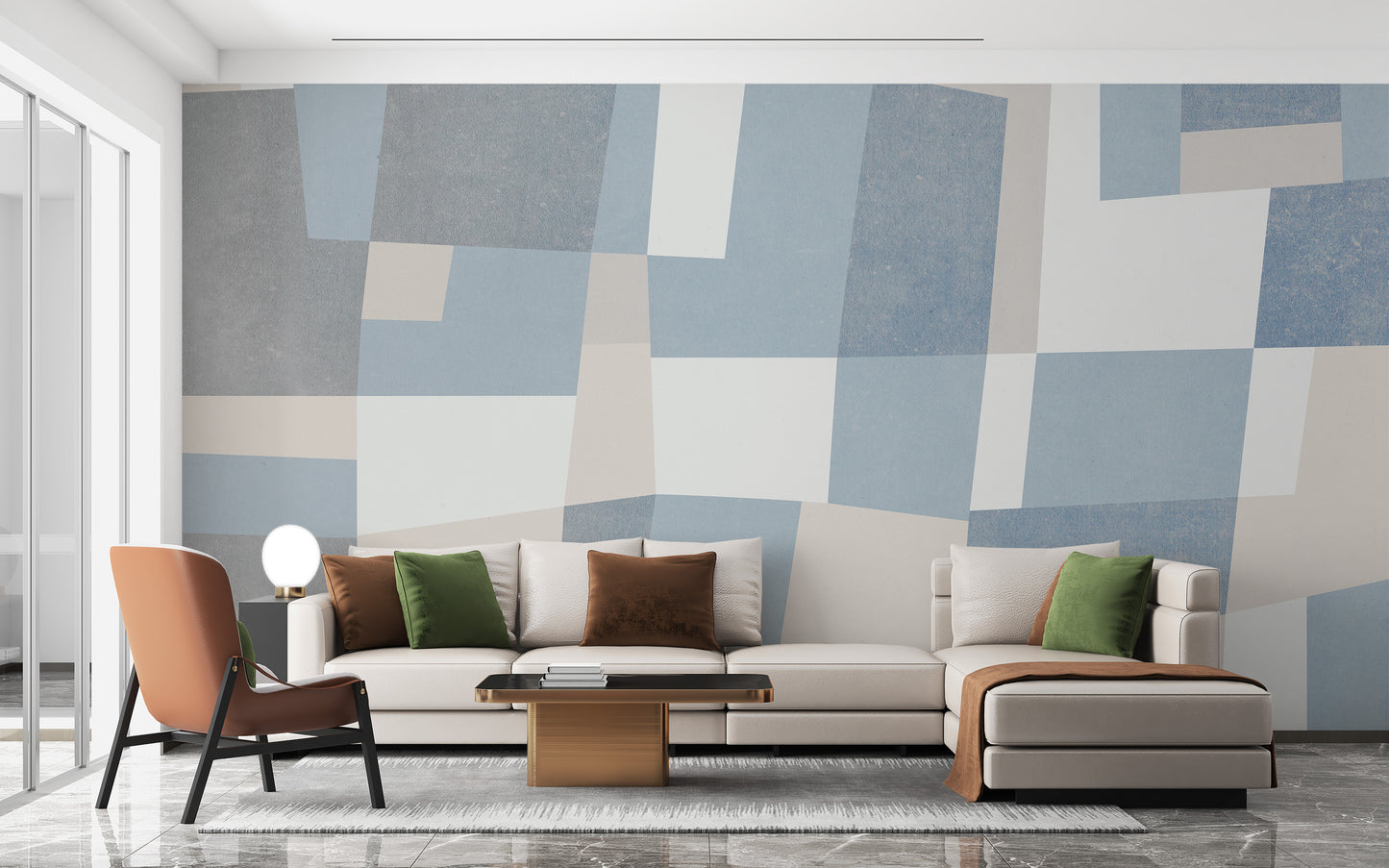 Artistic cubist wallpaper with soft hues