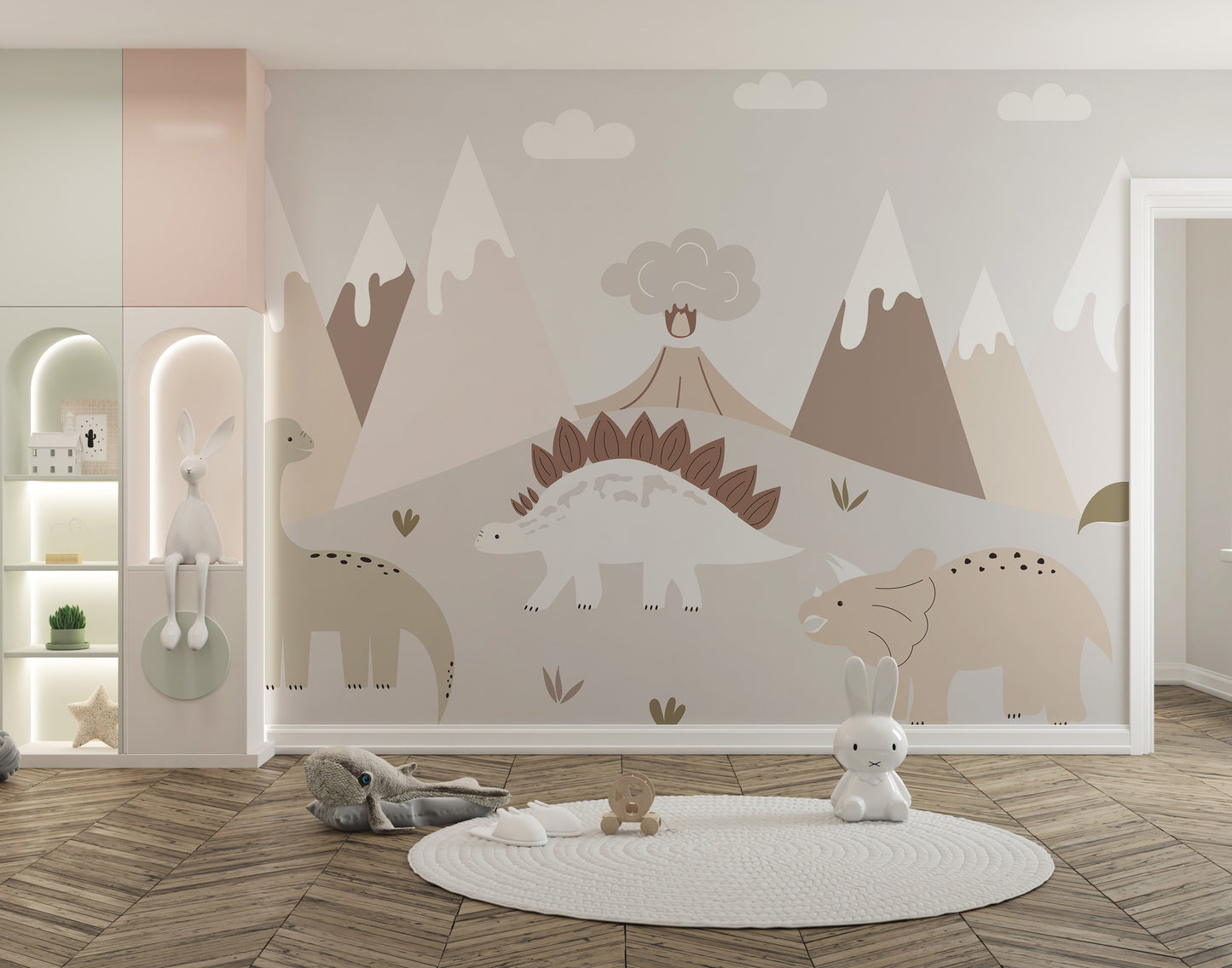 Jurassic wall mural for kids’ bedroom decor
