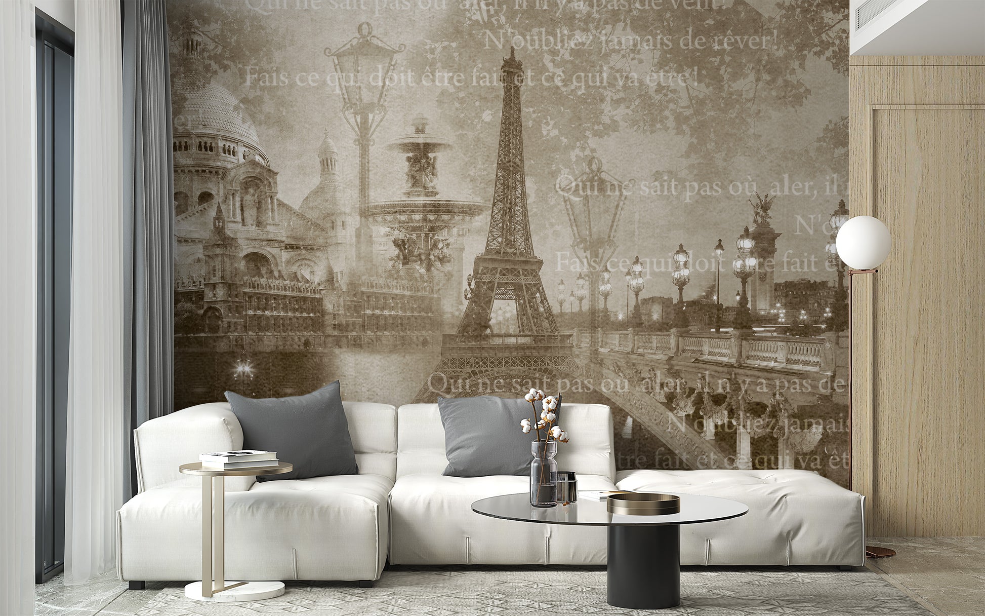 Vintage wallpaper of Paris cityscapes