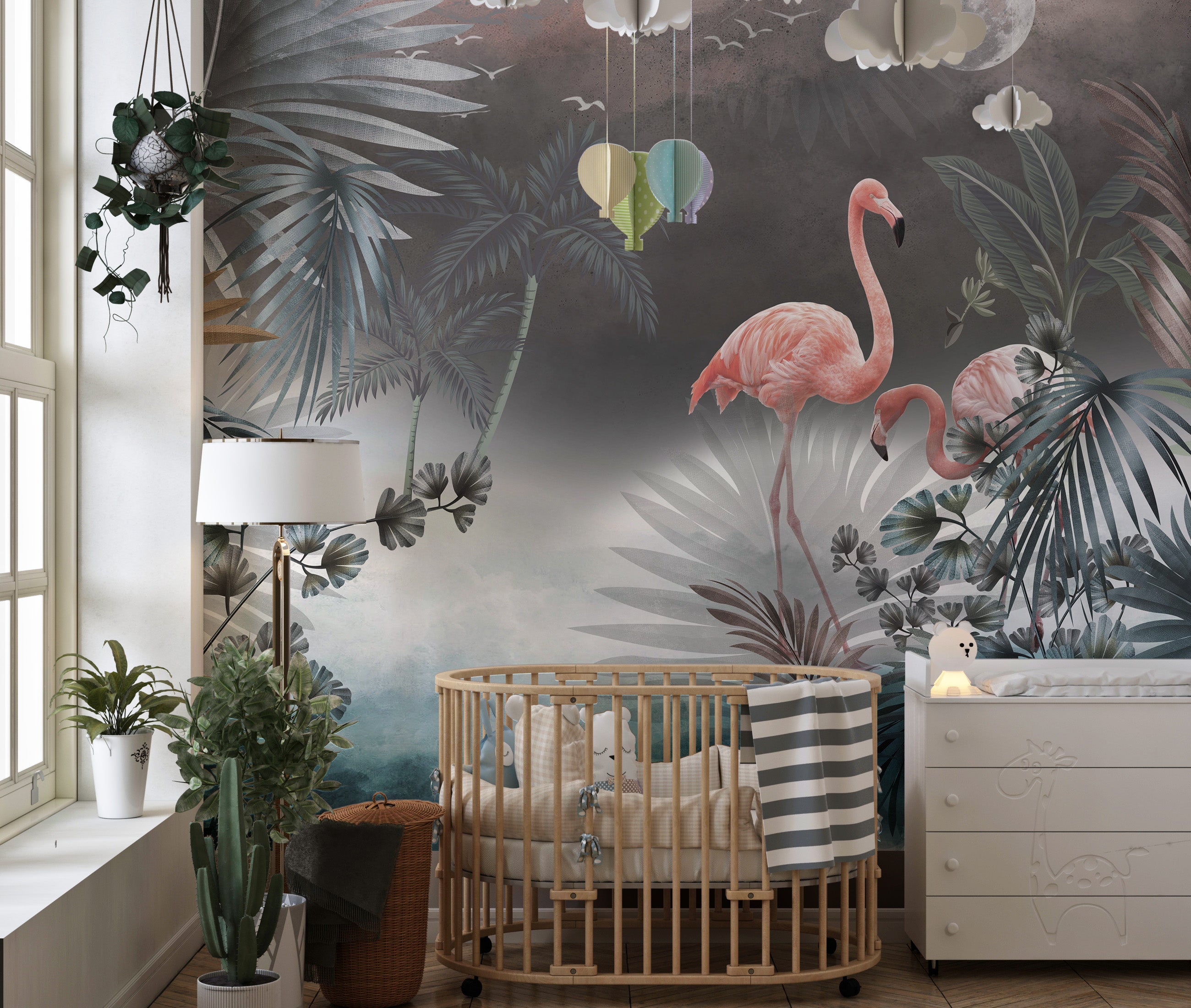 Elegant monstera leaf wall mural art
