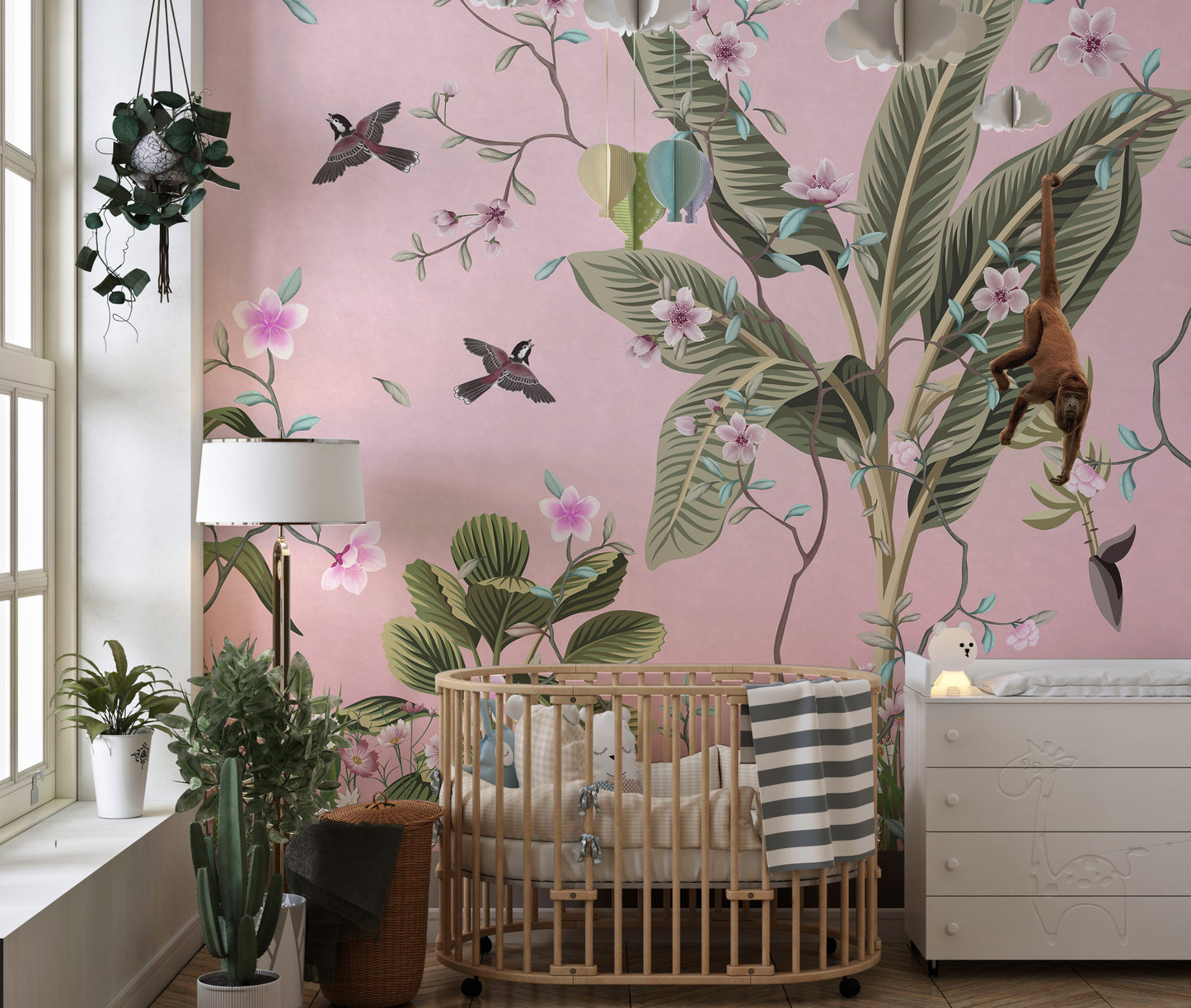 Pink Floral Peel and Stick Wallpaper - Giffywalls