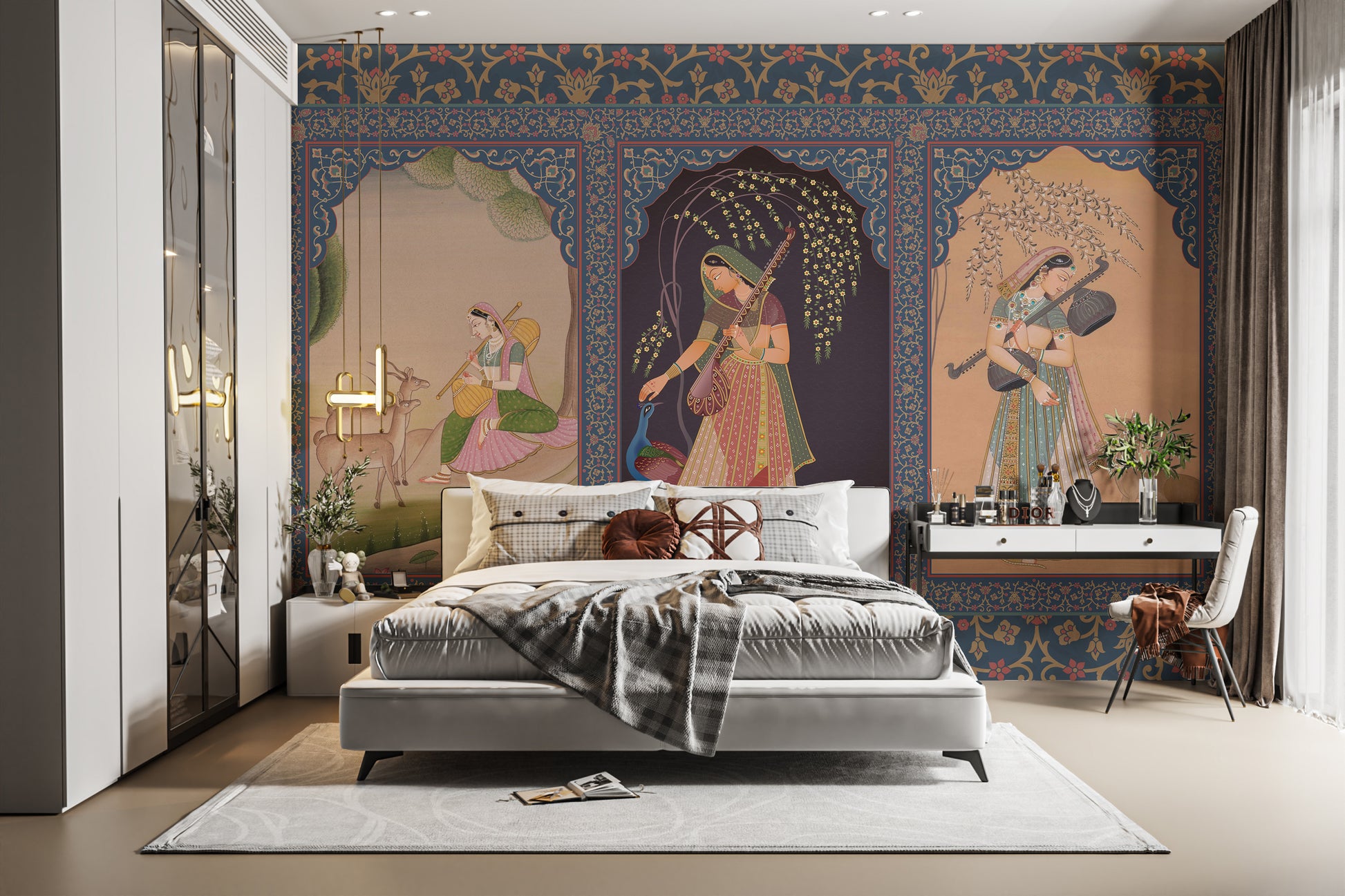 Heritage-inspired Indian princess wallpaper mural design