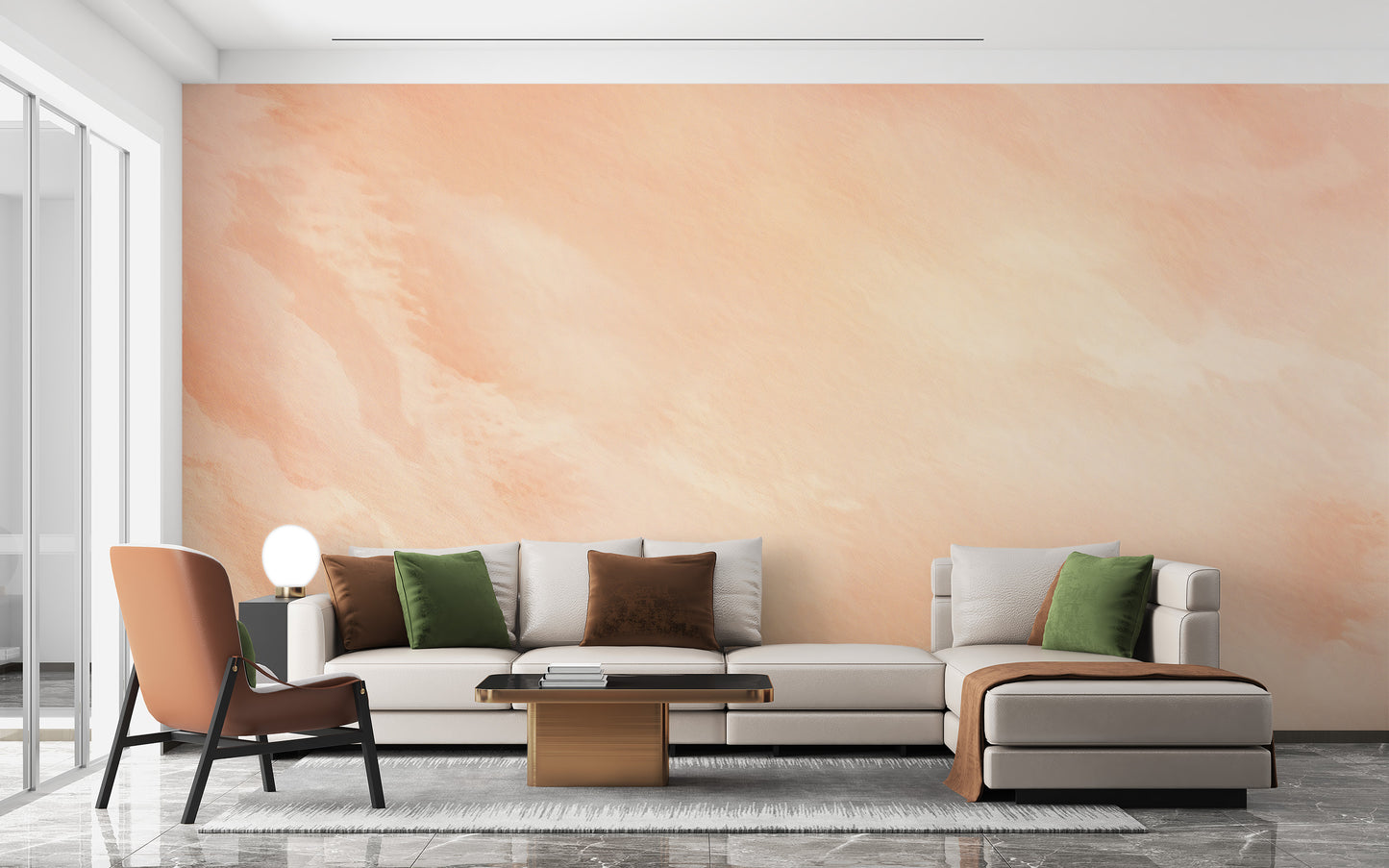 Pantone peach wallpaper for living rooms