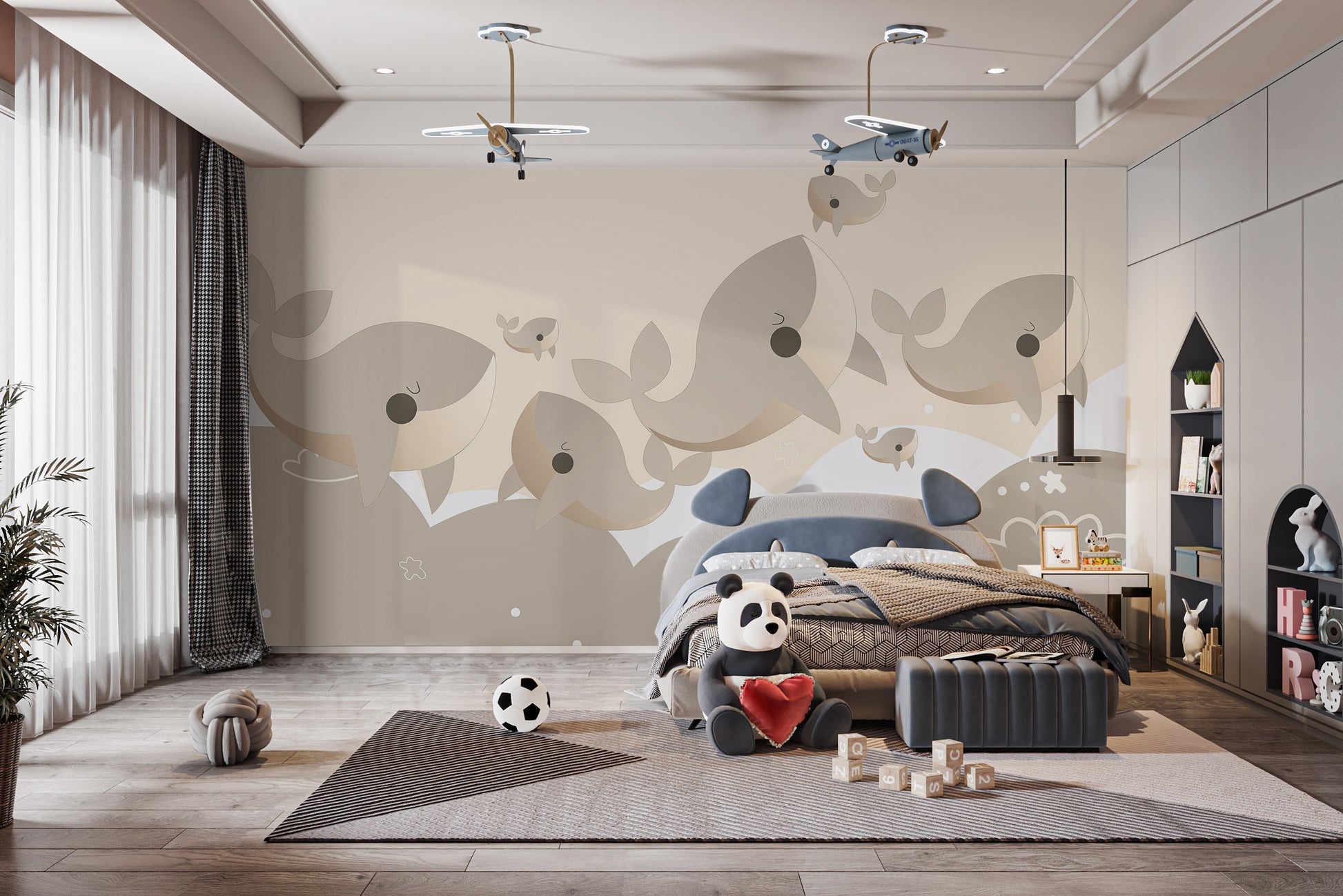 Cuddly Cetaceans wallpaper: whimsical for kids' bedrooms