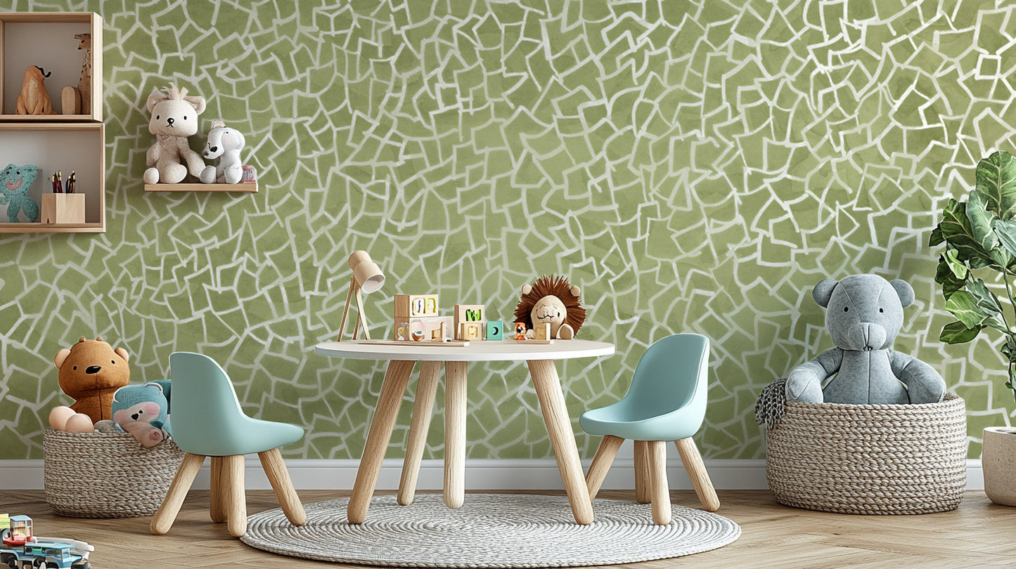 Green Glimmer wallpaper with a minimalist Pragmatico design.
