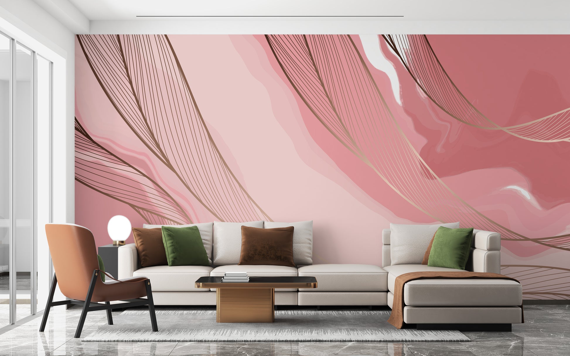 Stunning pink and gold marble wallpaper