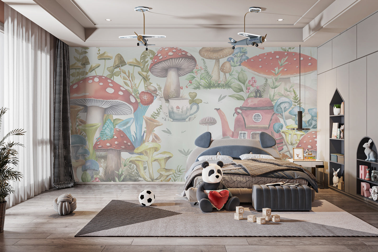 Whimsical Mushroom Garden Mural