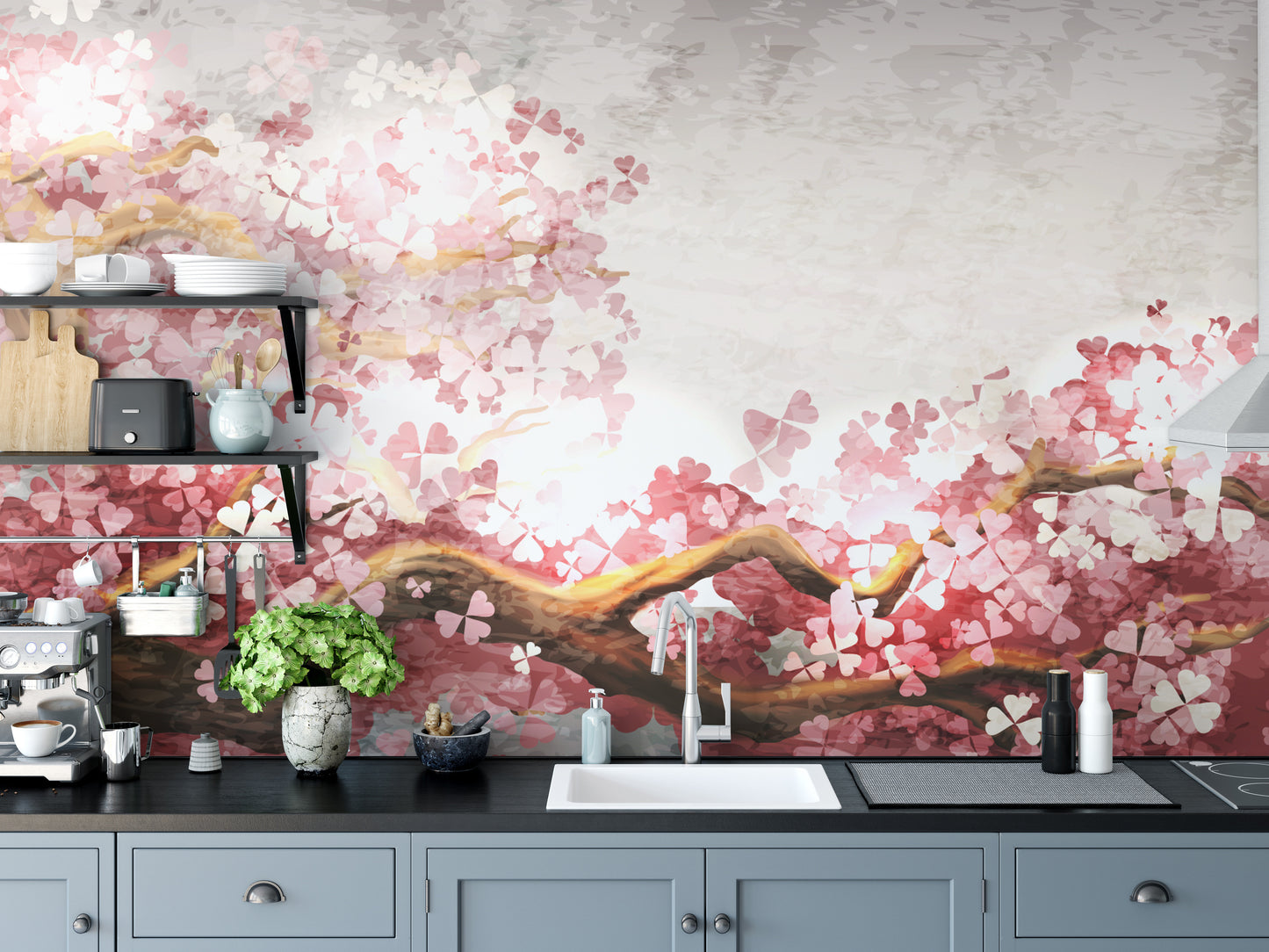 Pink Flower Sakura Branch Wallpaper Murals