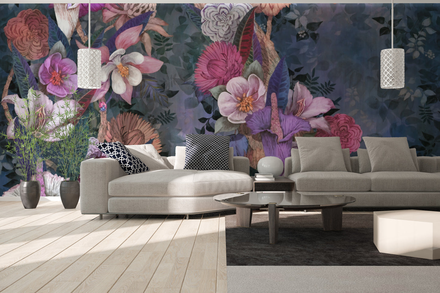 Vibrant flower wall mural for modern interiors