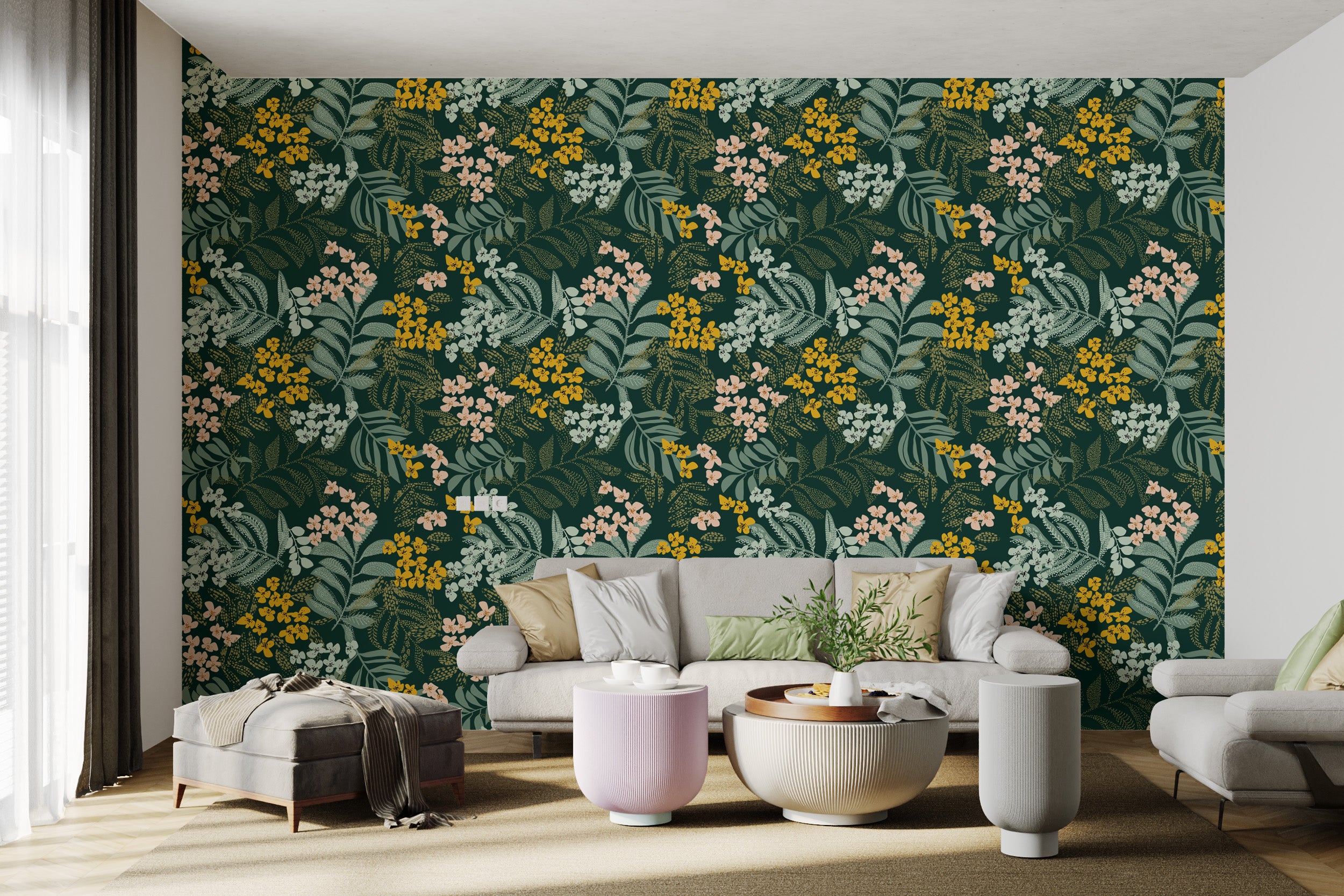 Whimsical Forest Flora Wallpaper Mural
