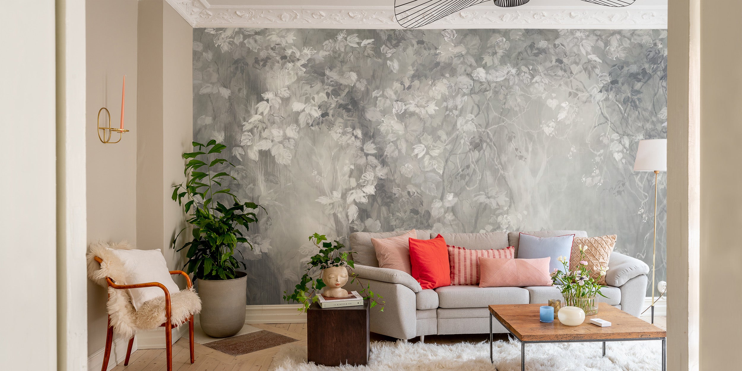 Textured slate leaf wallpaper for contemporary spaces