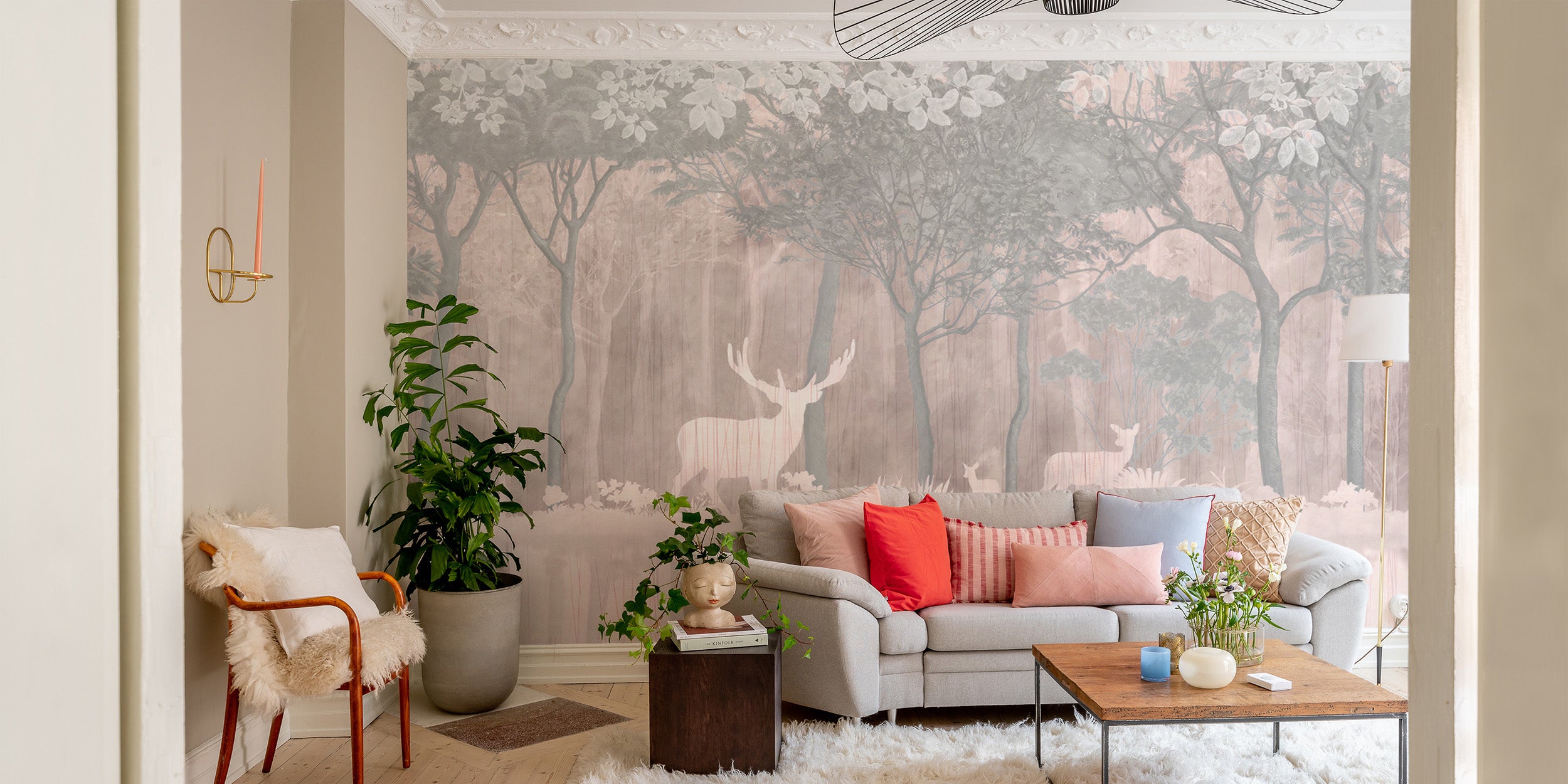 Deer mirage enchanted jungle wallpaper mural design