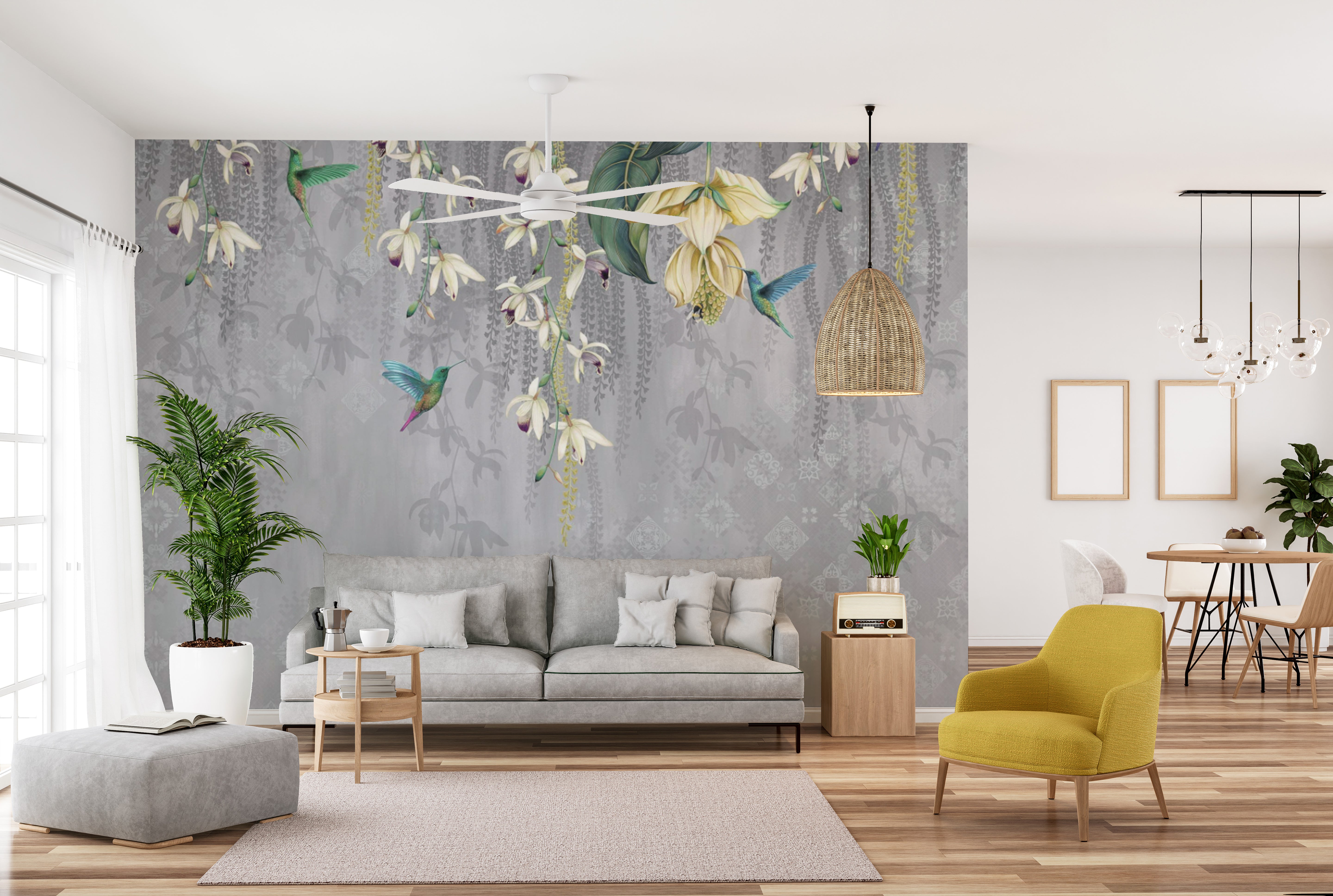 Graceful Orchid Pattern Mural
