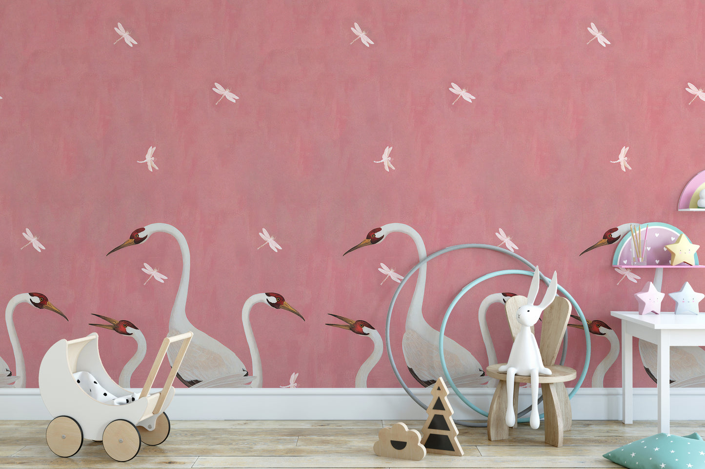 Majestic Pink Cranes Wallpaper Murals - Giffywalls