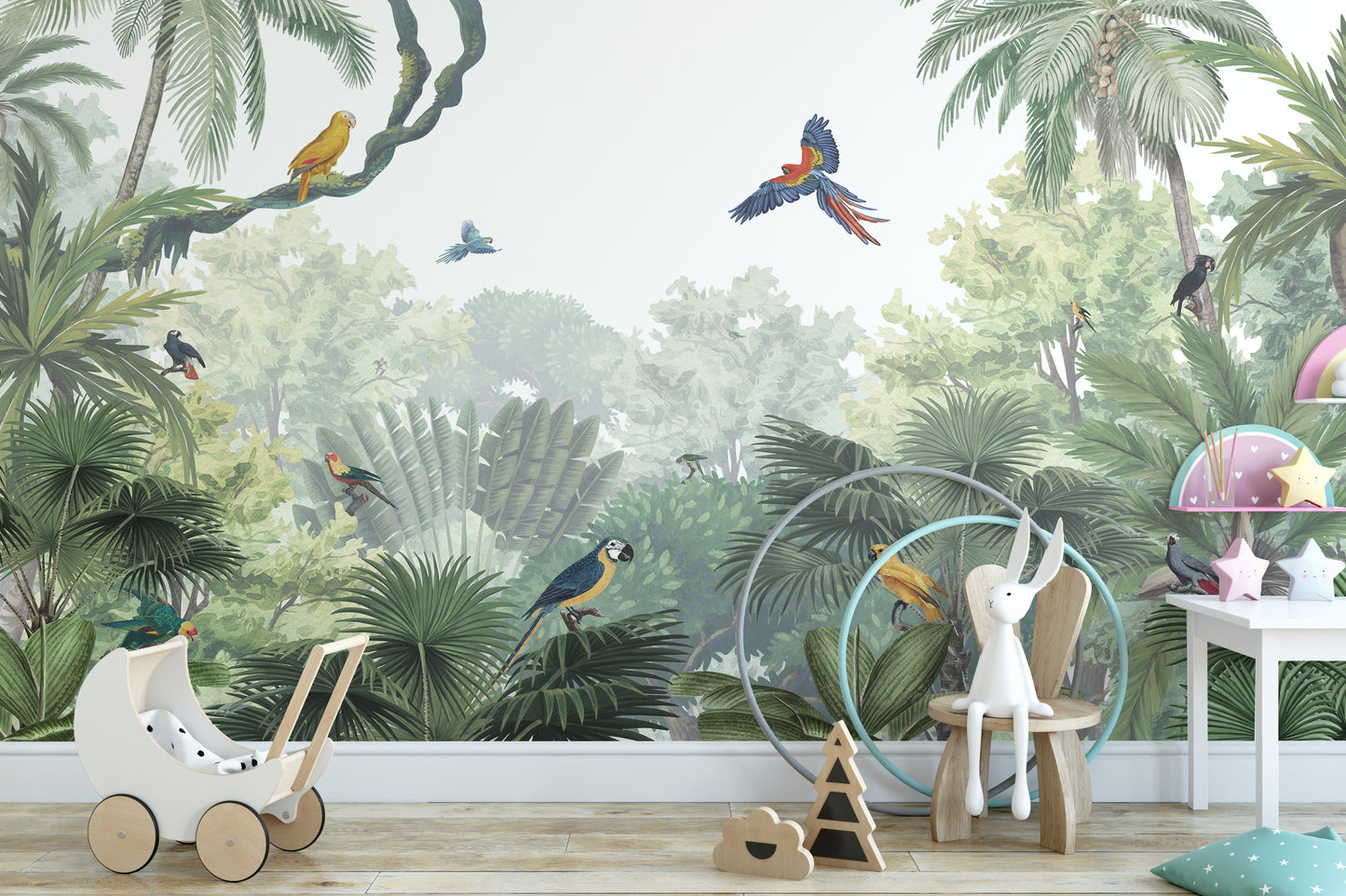 Tropical wallpaper mural showcasing lush jungle canopy