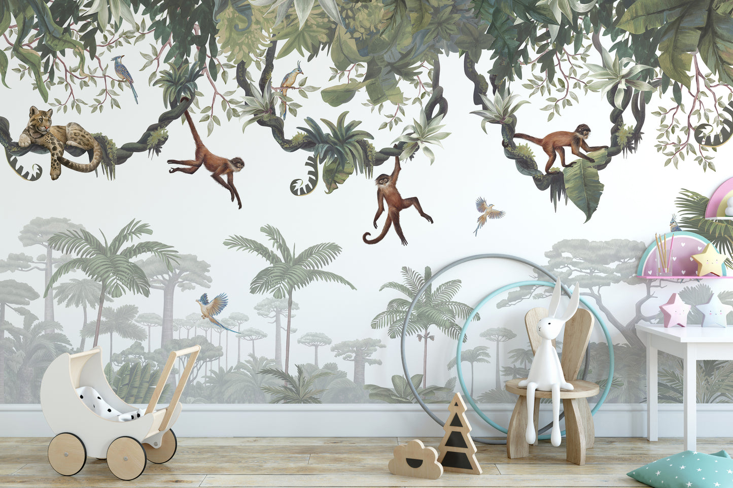 Cheeky Hanging monkeys wallpaper murals