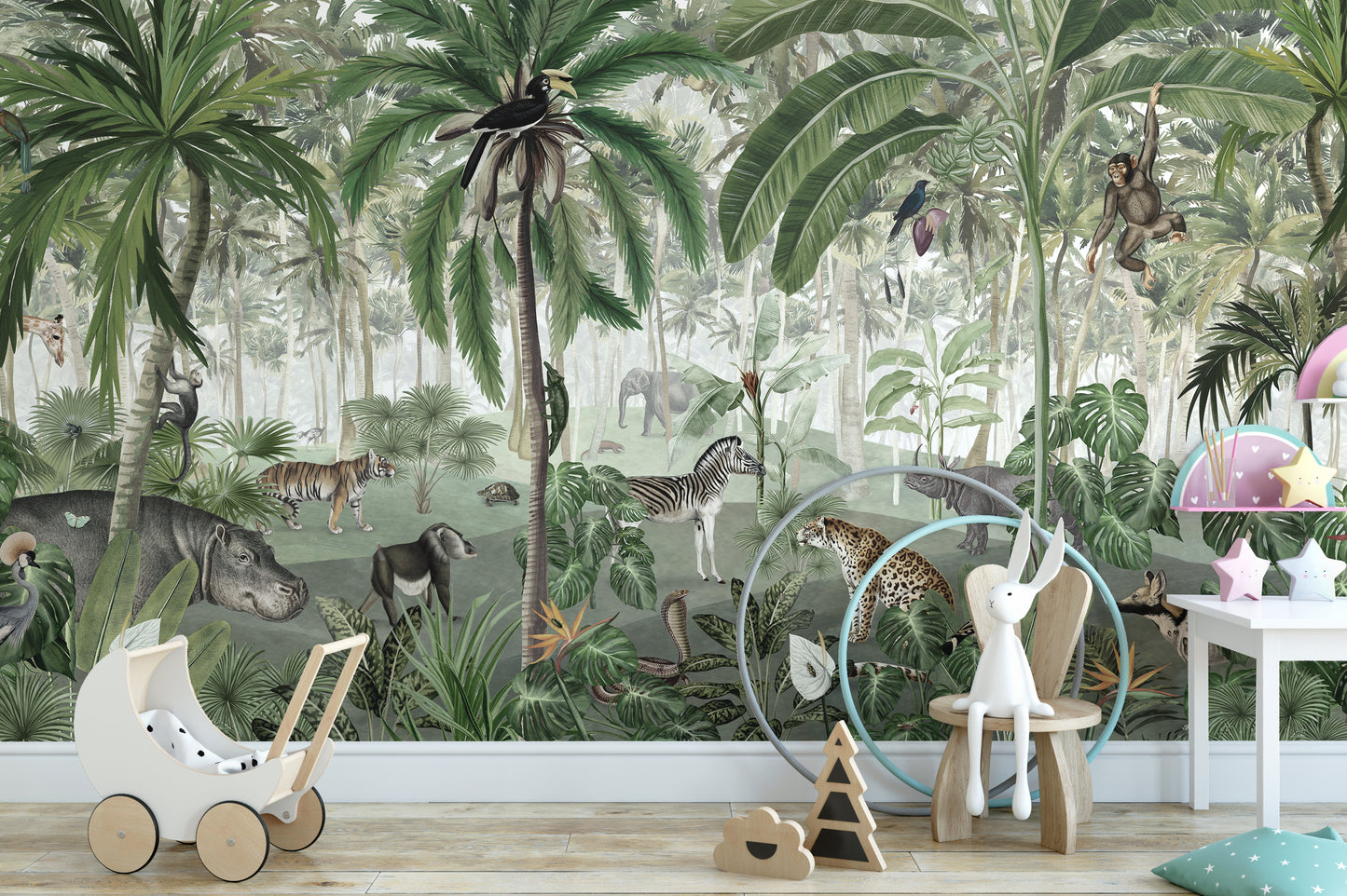 Safari-themed Jungle Lookbook wallpaper for children